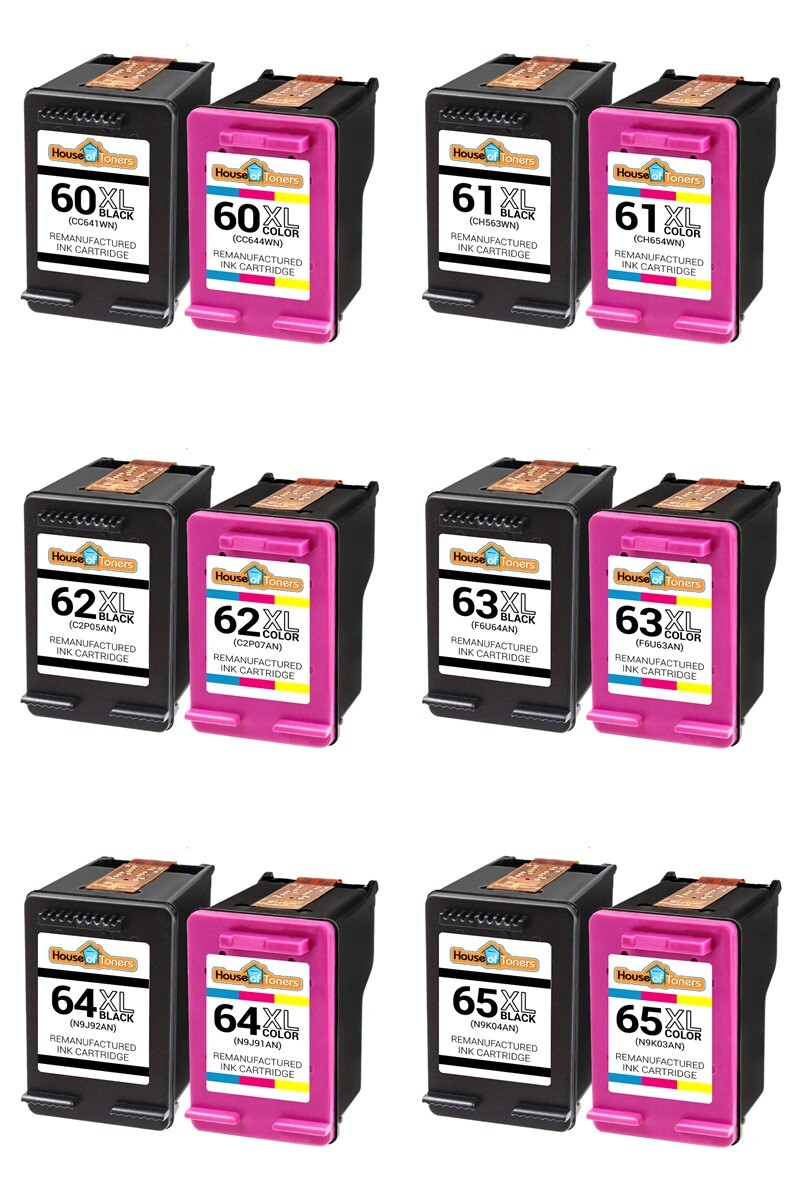 Ink Cartridge Black & Color For HP 61XL 62XL 63XL 64XL 65XL Lot