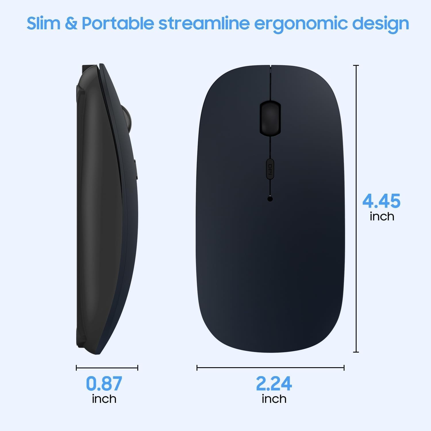 Bluetooth Mouse for Laptop/MacBook/iPad/Android PC,Rechargable Quiet Slim Wir…