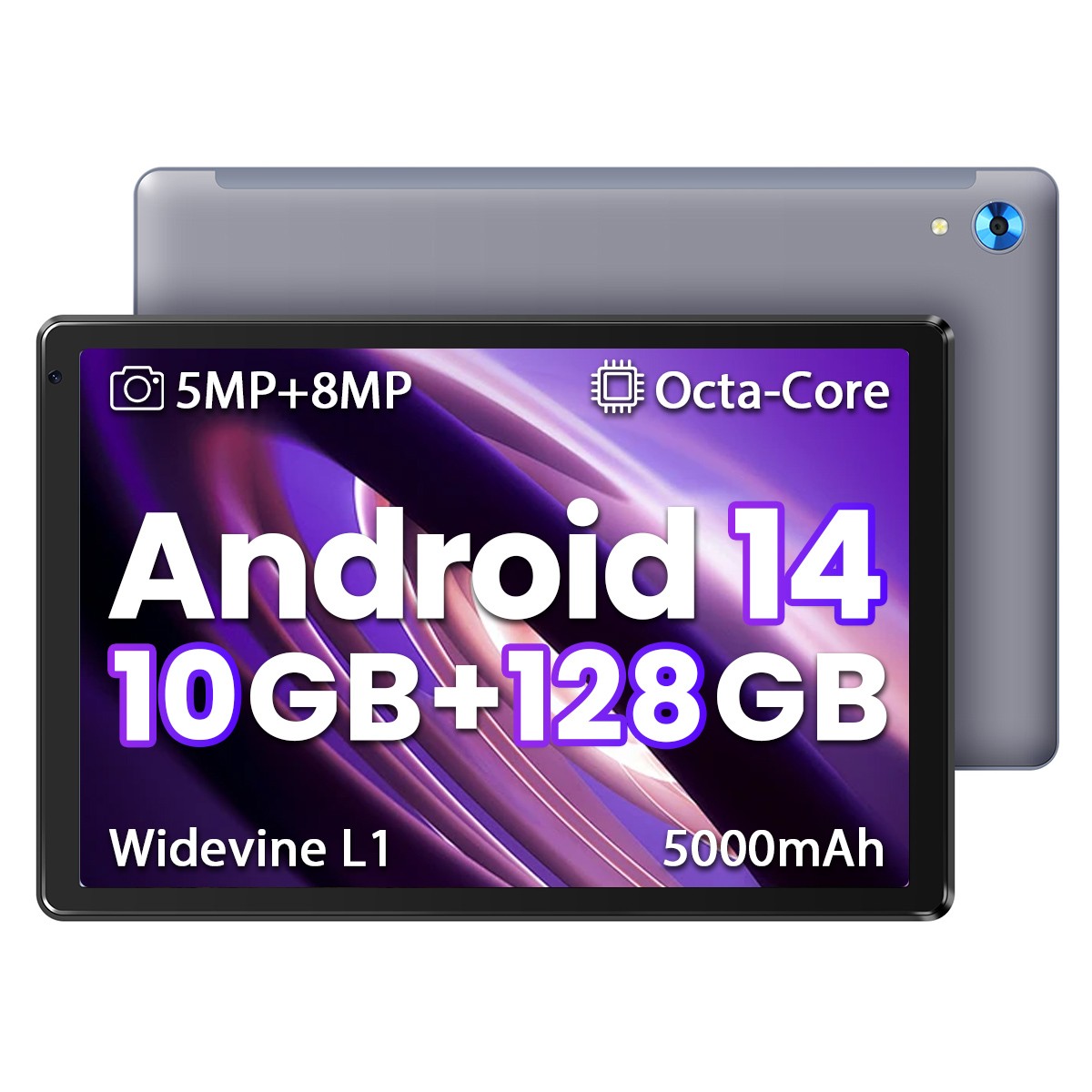 10.1 inch Android 14 Tablet 10+128GB IPS Touchscreen Octa-core Processor Wi-Fi
