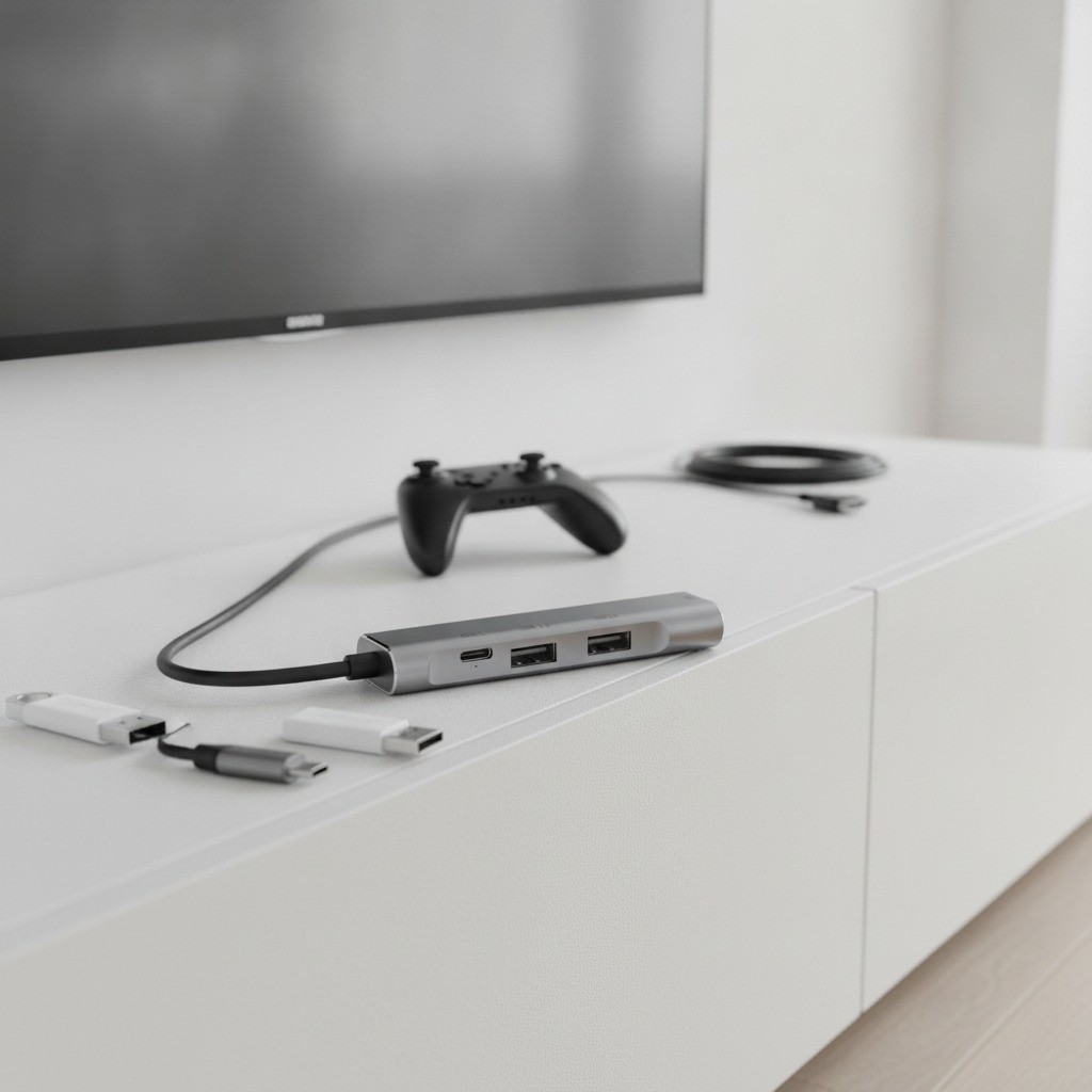 Switch Dock, 4 in 1, 4K HDMI, USB 3.0, USB-C 100W Charging, Silver