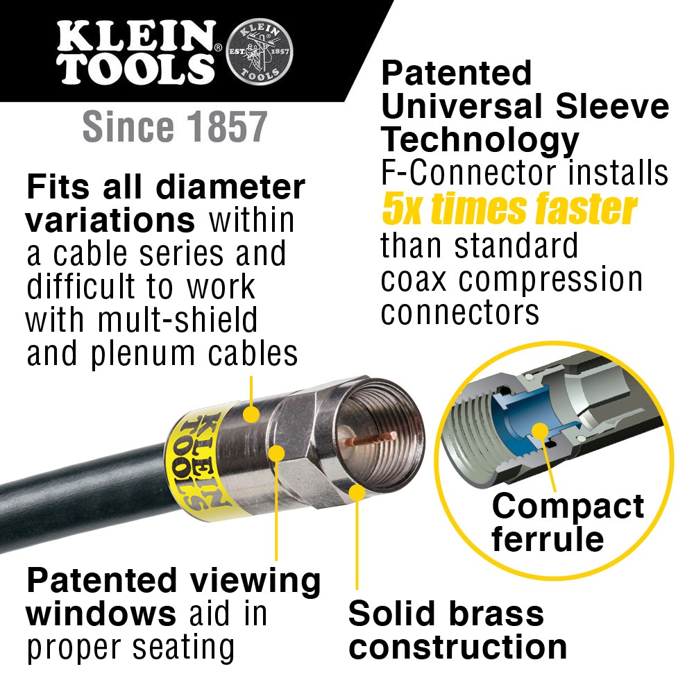 Klein VDV026-211 Coax Cable Installation Kit with Zipper Pouch (NEW SEALED)