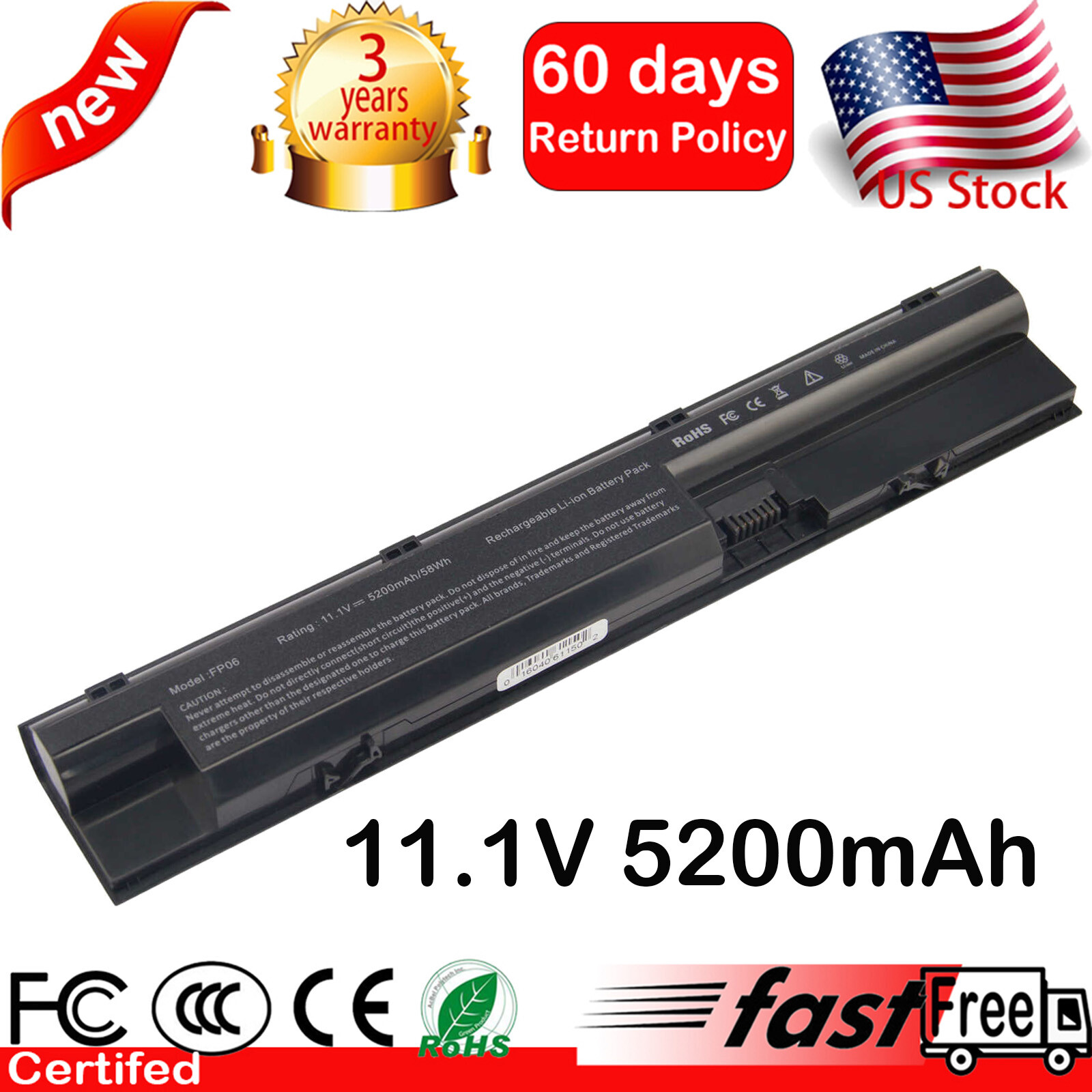 FP06 FP09 Battery for HP ProBook 440 445 450 470 G0 455 G1 708457-001 5200mAh