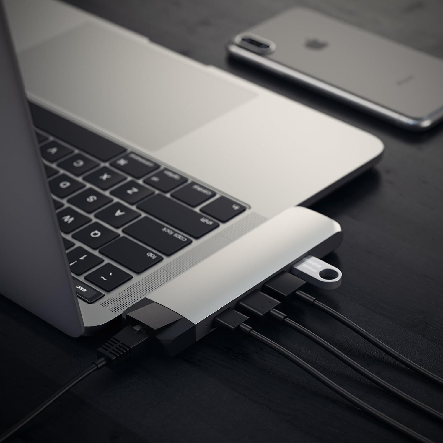Satechi USB-C Pro Hub Adapter with Ethernet 4K HDMI USB-C Micro SD For MacBook