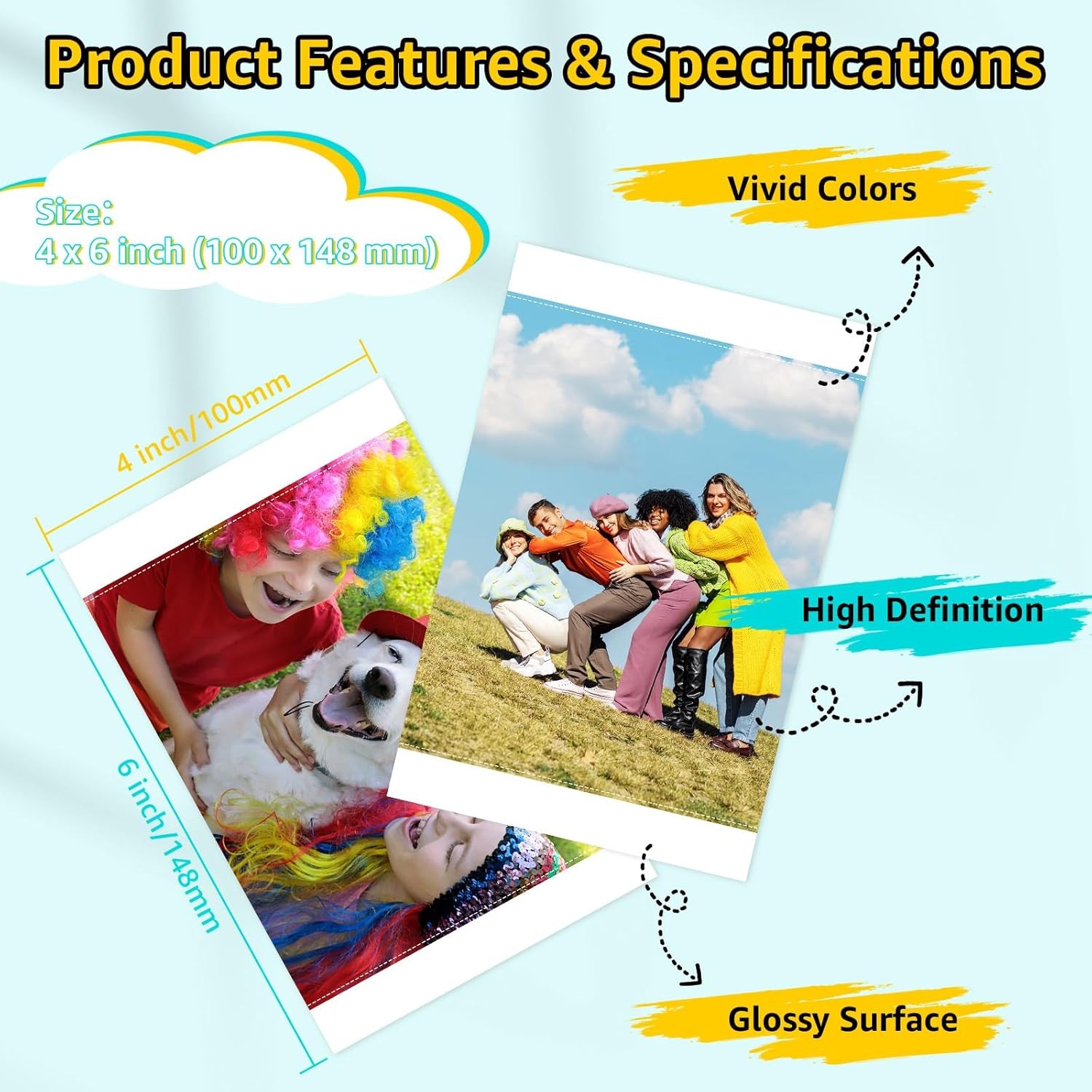 4×6 Photo Printer 80 Sheets Photo Paper & 2 Ink Compatible with Liene Amber M100