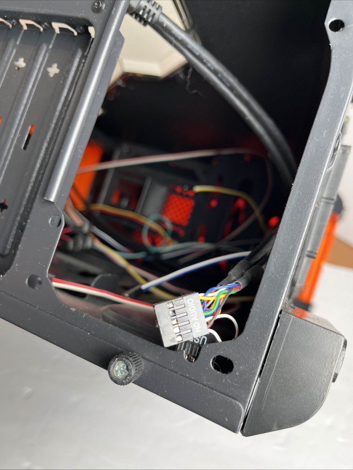 Segotep Computer Case Orange & Black W/ Wires Inside, Tested & Works