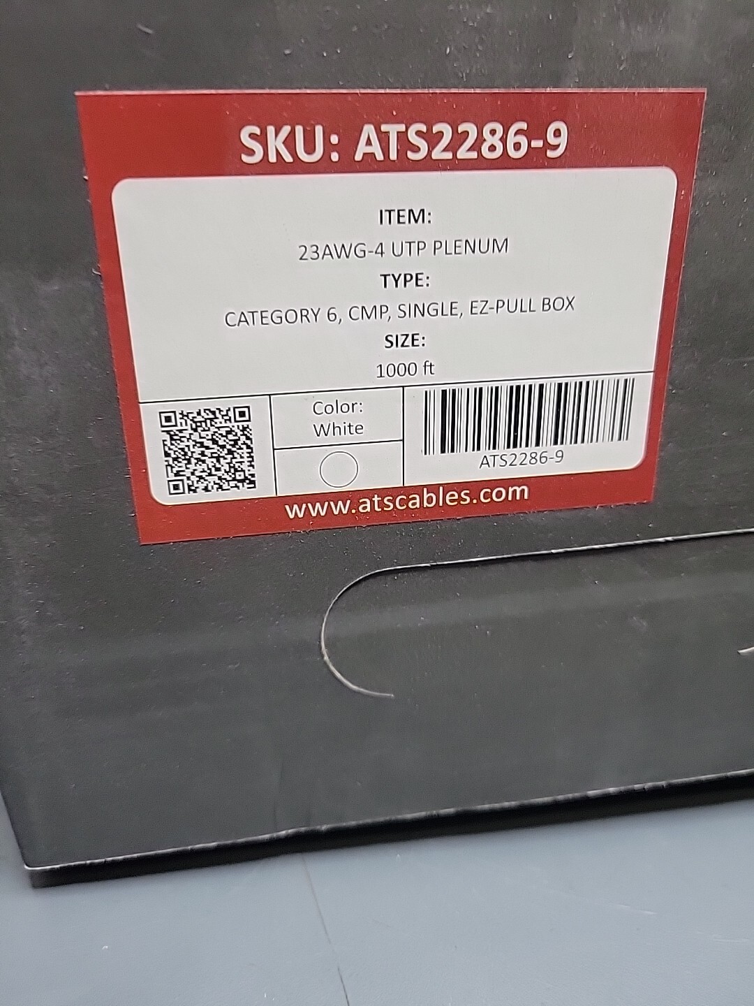 Cat6 Plenum 1000ft Bulk 550 Mhz Ethernet CMP 23 AWG Cable White Ez-pull Box