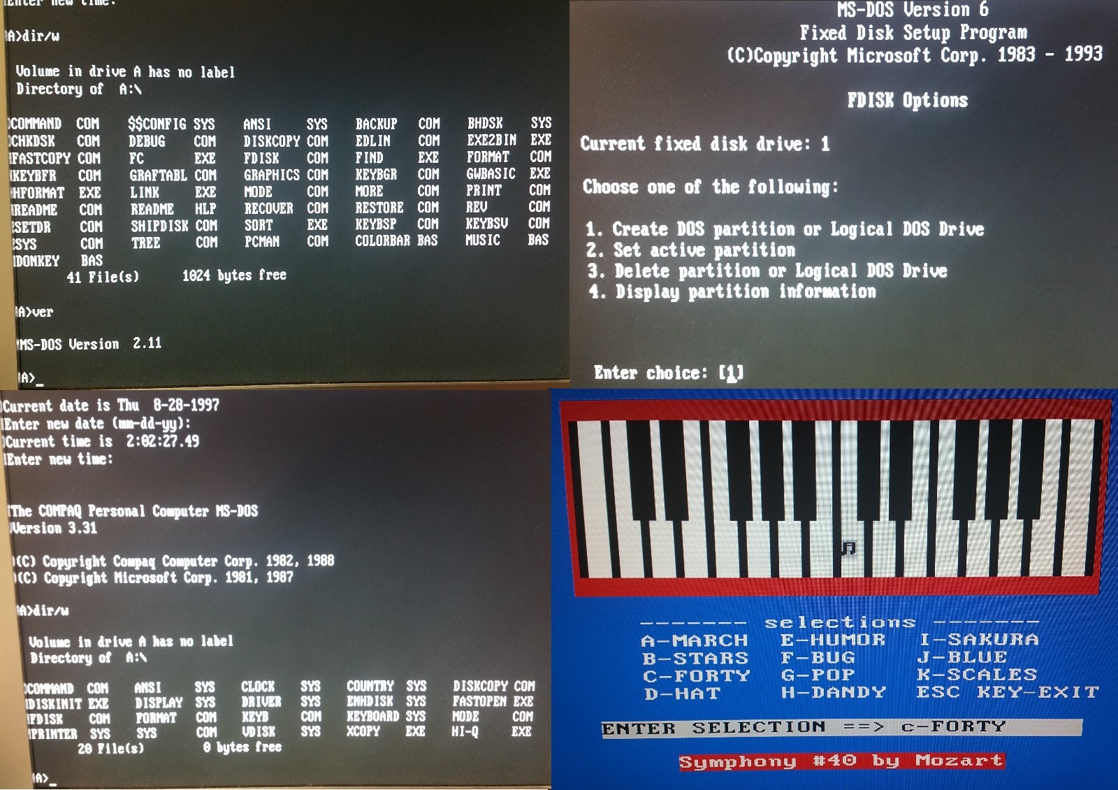 5x MS-DOS System/Boot-Disks version 2.11,3.31,4.01,5.00,6.22 on 5.25″ 360Kb Disk