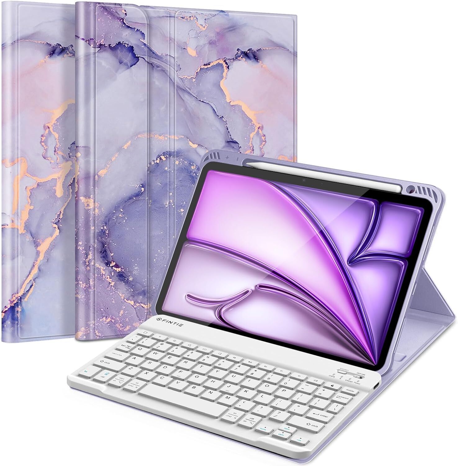 Keyboard Case for iPad Air 11-inch M2 (2024) TPU Cover w/ Detachable Keyboard