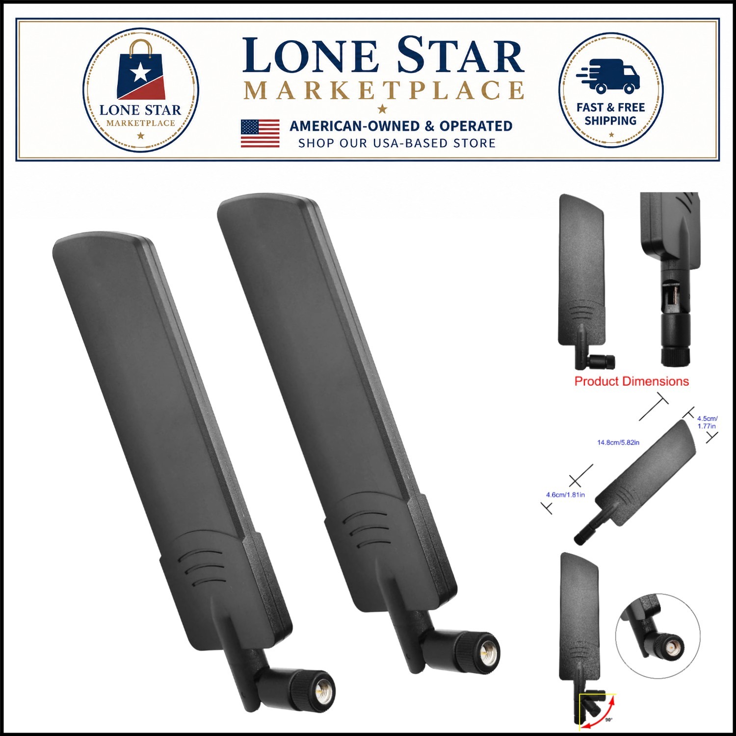 Omni-Directional 10dBi 4G LTE Antenna with SMA Male Connector – 2 Pcs