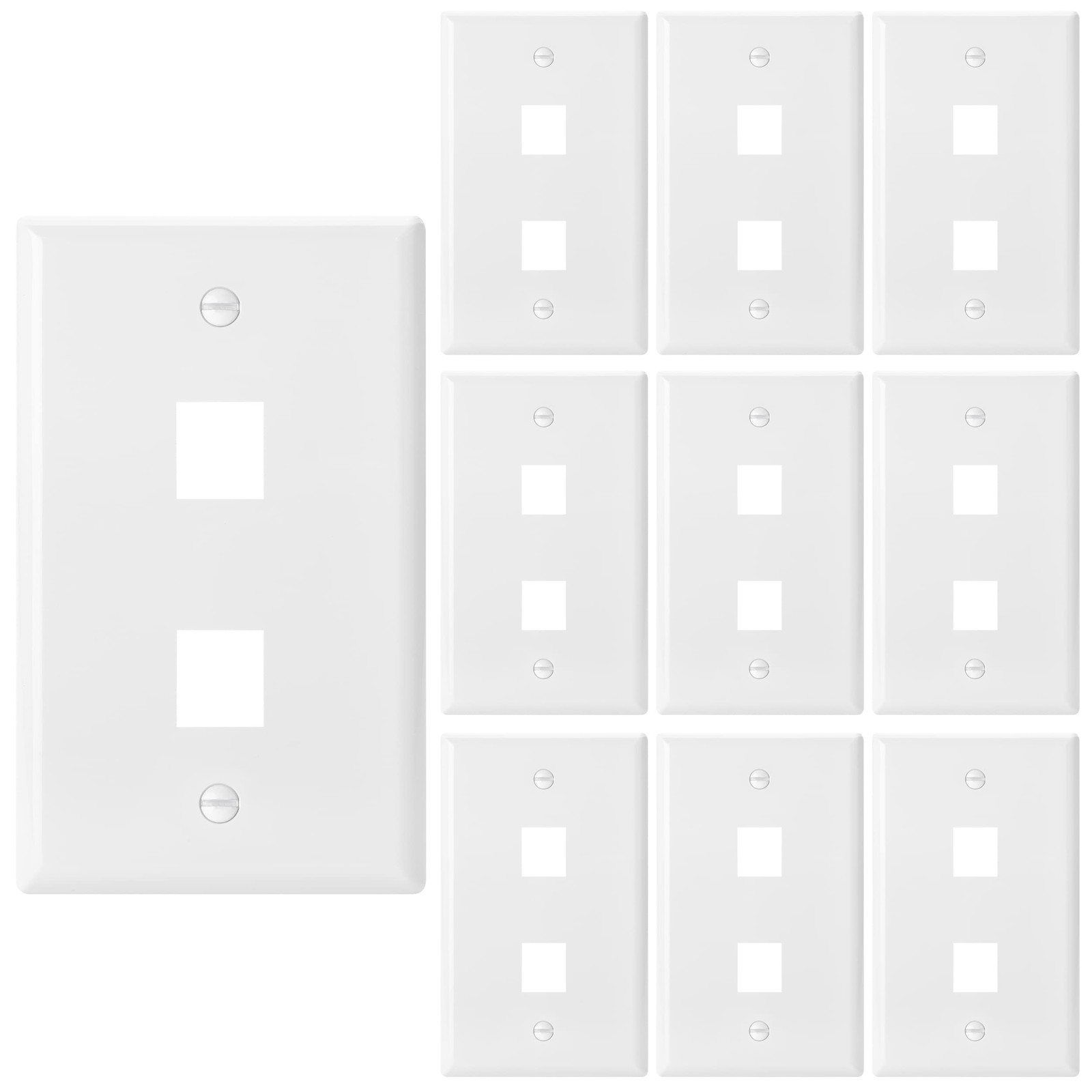 Bates 2 Port Keystone Wall Plate – 10 Pack, White 2.76″W x 4.72″H”, white