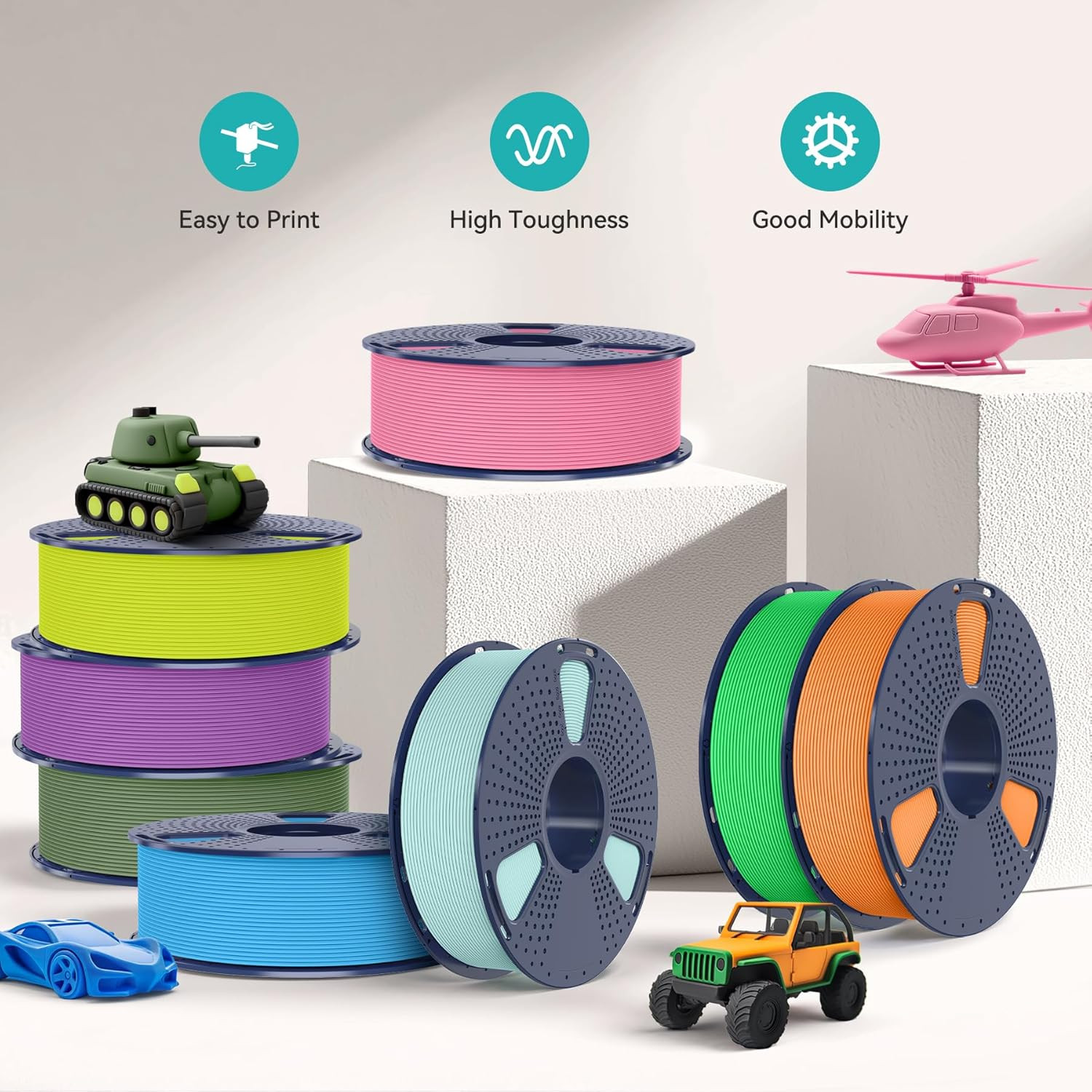 PLA Matte Filament 16 Color Bundle Multicolor, PLA 3D Printer Filament 1.75Mm, M
