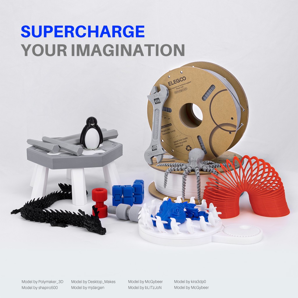 【Buy 6 Get 4 Free,Add 10】ELEGOO PLA Rapid PLA+ PETG TPU 3D Printer Filament 1KG