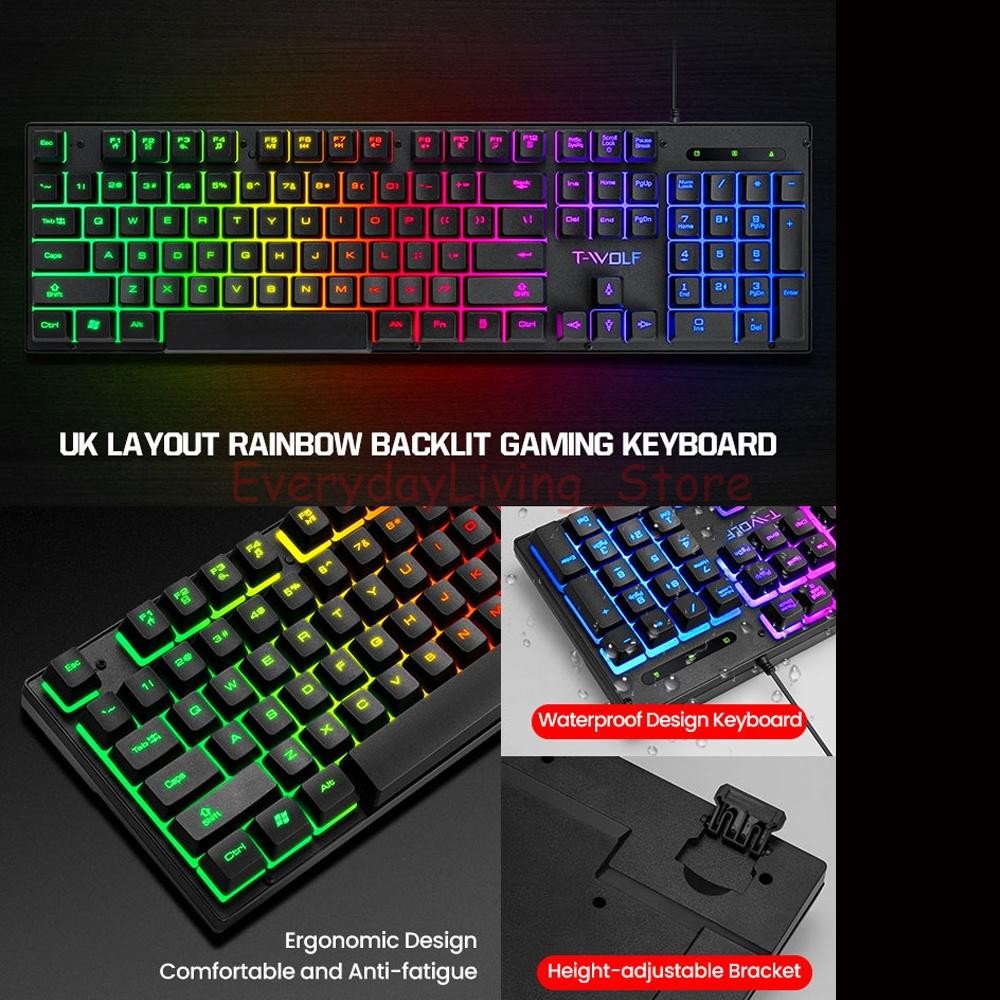 4IN1 RGB PC Gaming Keyboard Mouse & Headset Set LED Gamer Bundle Mechanical Kits