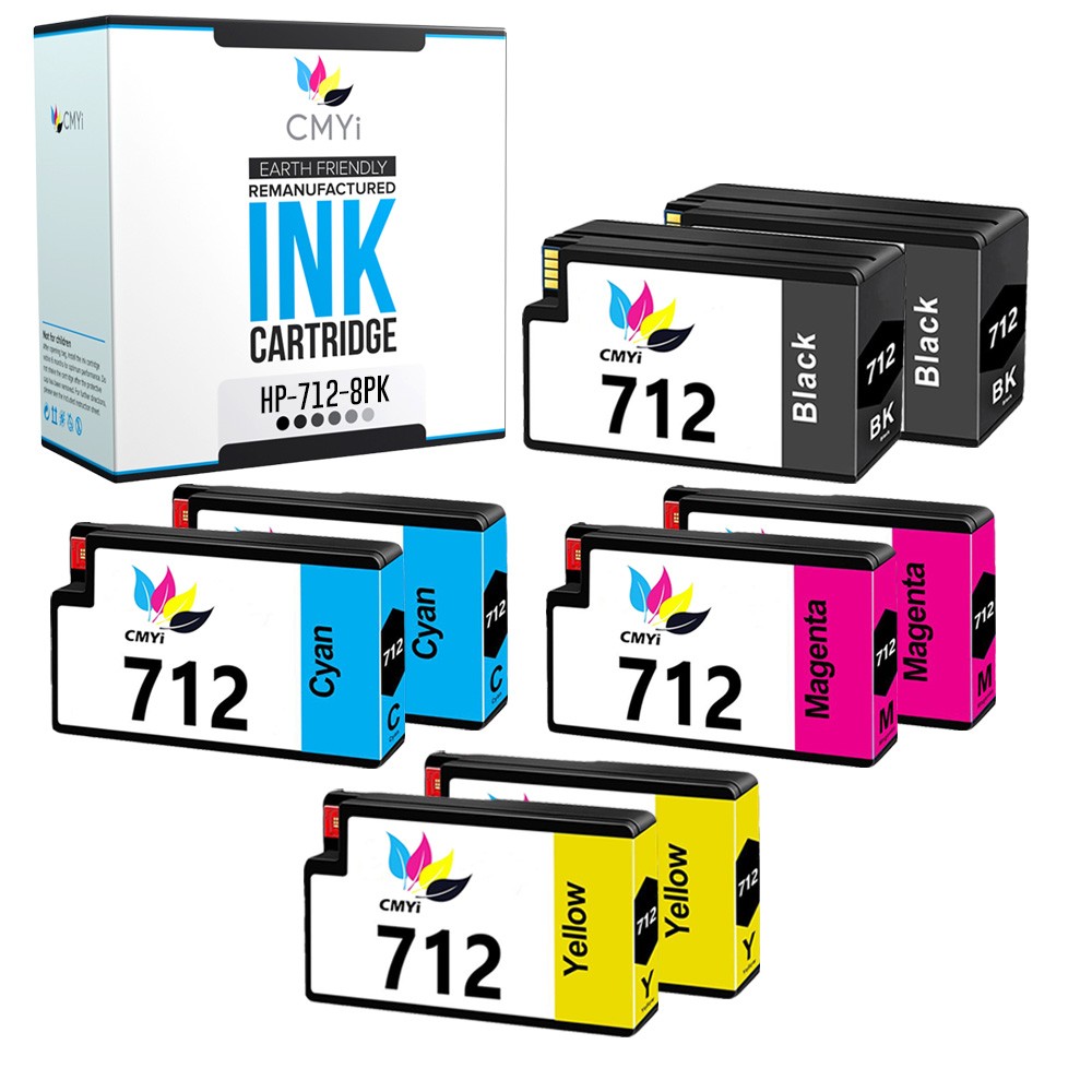 CMYi 8-Pack Compatible HP 712 Printer Cartridges for DesignJet T210, T230, T250