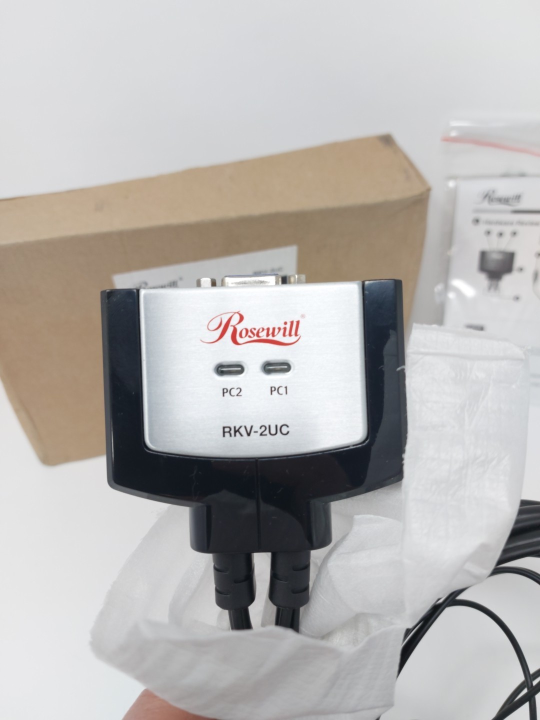 Rosewill 2 Port USB KVM Switch RKV-2UC USB Cable and Switch Remote OPEN BOX