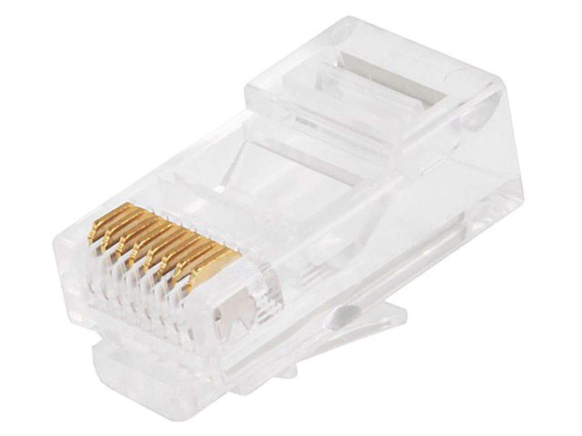 Cat5E RJ45 Modular Plugs – Crimp Connectors, Gold Plated Contacts, UTP, for Soli