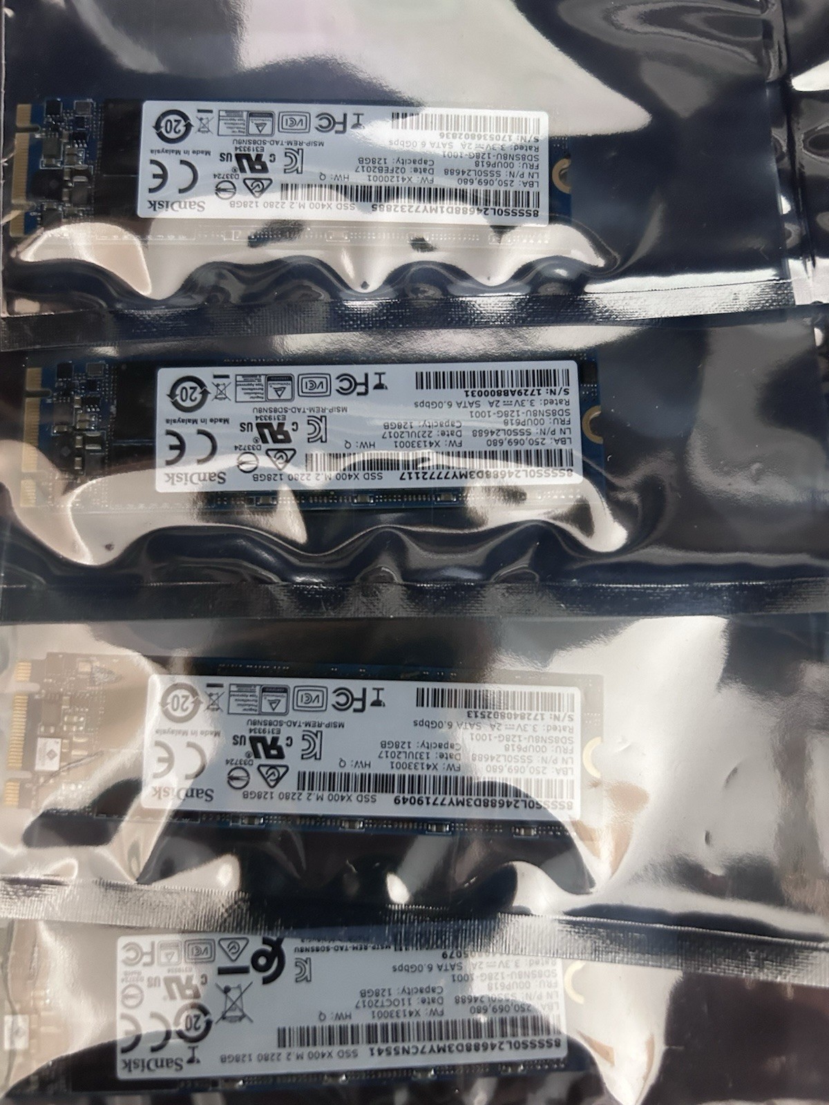 🔥Lot of 4 SanDisk X400 SSD 128GB M.2 SATA 2280 100% Life – Excellent condition