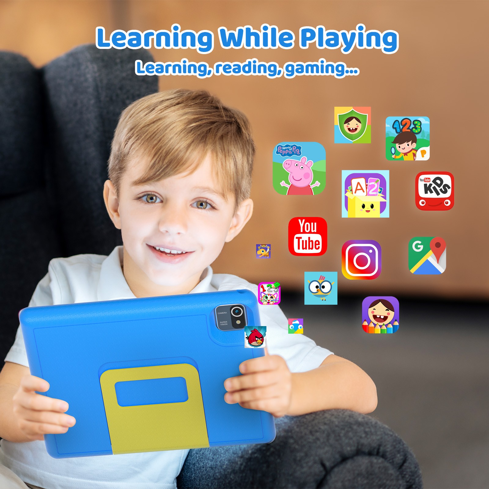 10.1 ” Android 13 Tablet 6GB RAM 64GB ROM for kids IPS LCD HD Dual Camera WIFI