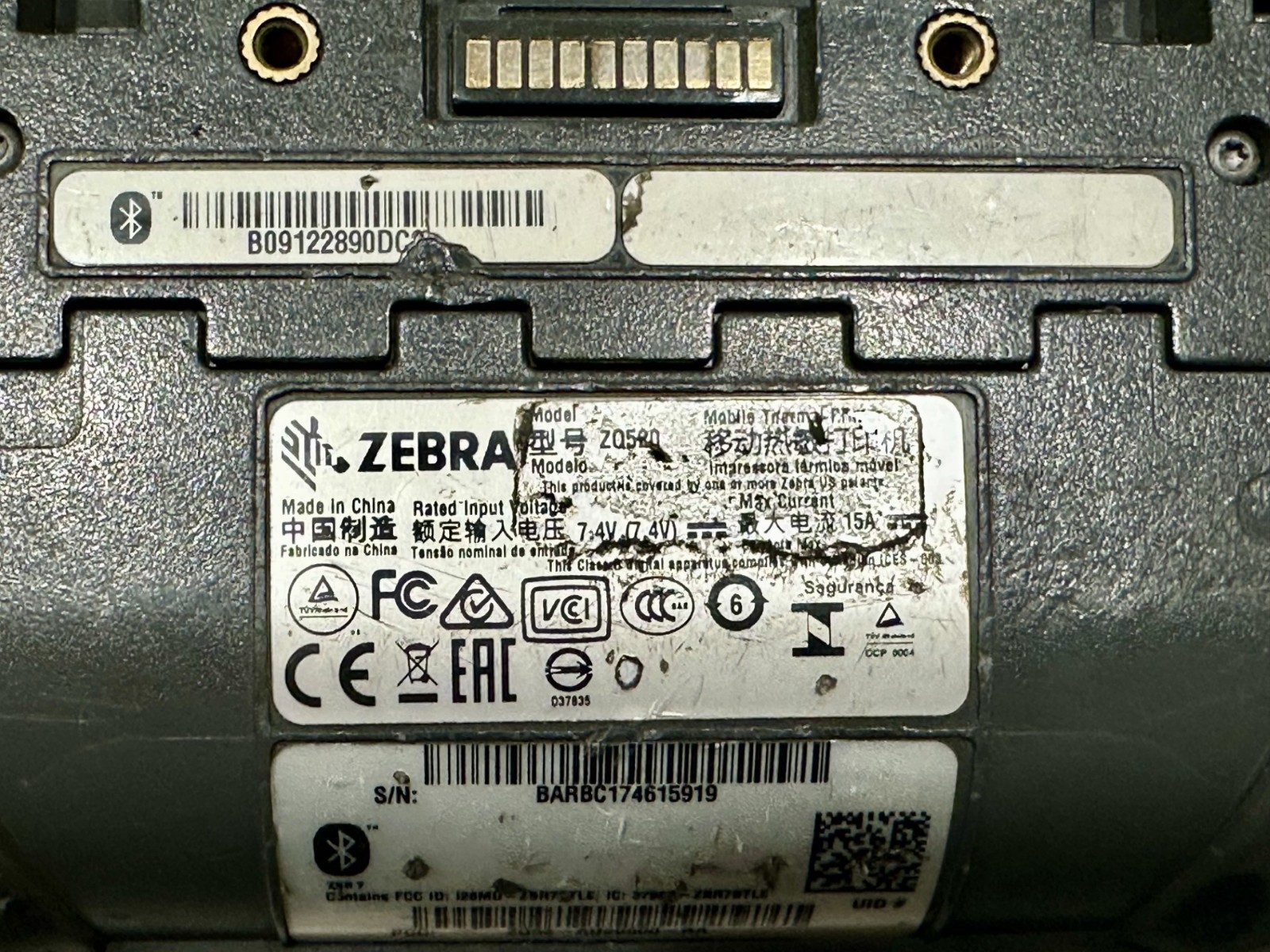 Zebra ZQ520 Mobile Bluetooth Thermal Printer – Works, No Battery Included
