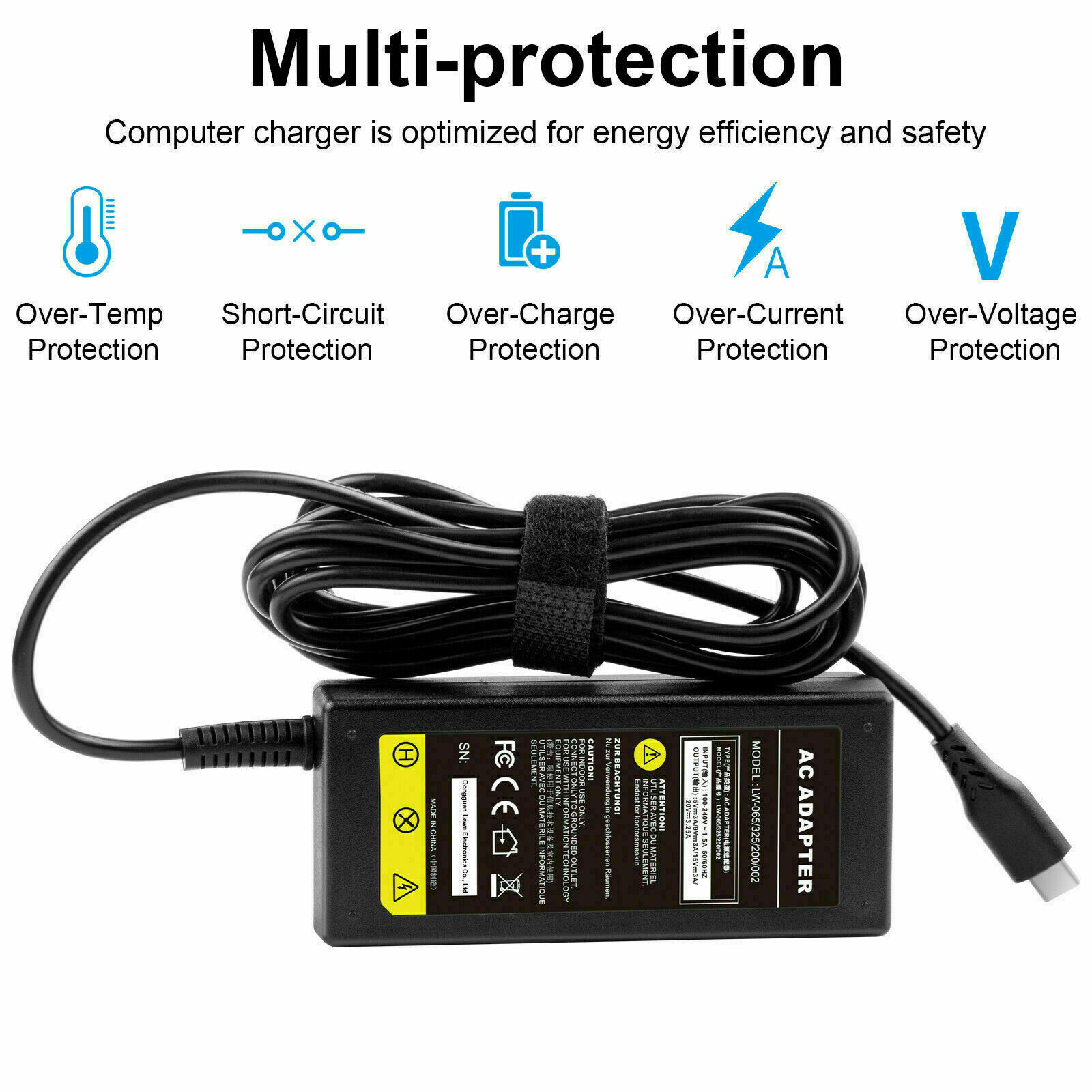 65W AC Charger Adapter For LENOVO ThinkPad X1 X240 X250 X260 Yoga 11e Intel