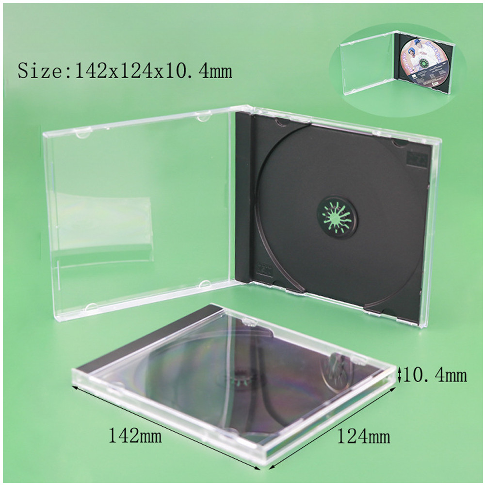 10.4 mm Standard Single Clear CD Jewel Case with Assembled Black Tray Packs