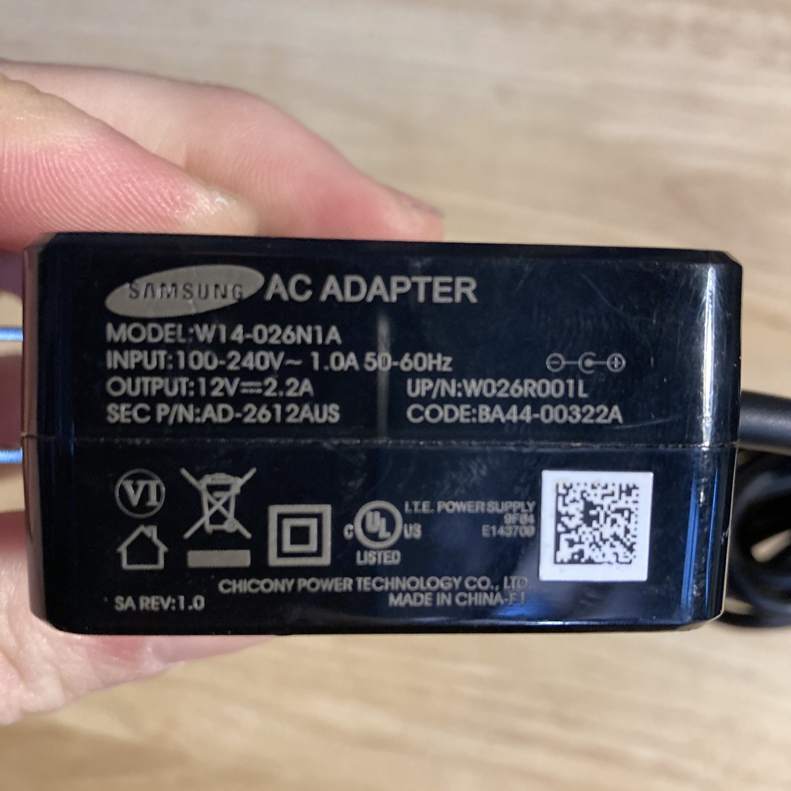 Samsung AC Adapter W14-026N1A Power Supply 12V 2.2A Charger AD-2612AUS