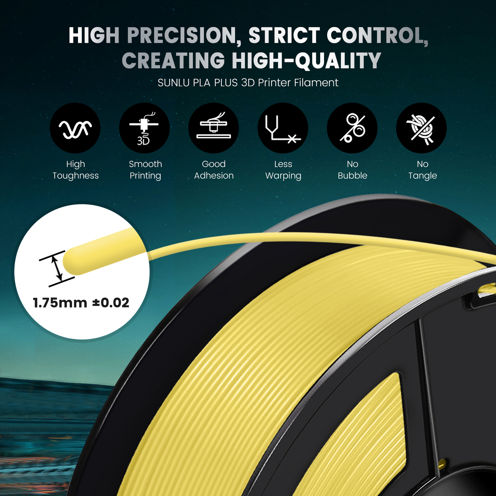 SUNLU 1.75MM 5KG Large Spool PLA+/PLA+ 2.0/PLA/PETG Filament For 3D Printer