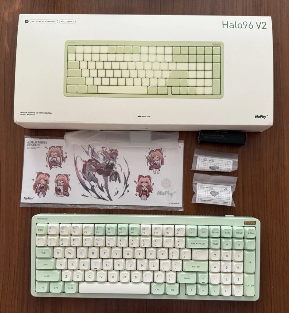 NuPhy Halo96 V2 Mechanical Keyboard — Mojito, Raspberry Switch (CIB, NO CHARGER)