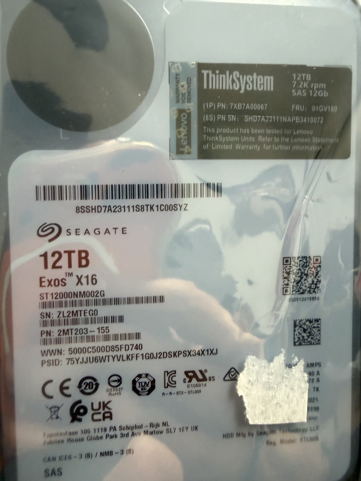 NEW Sealed Seagate Exos X16 12TB SAS 12Gb/s HDD ST12000NM002G 7200RPM Lenovo