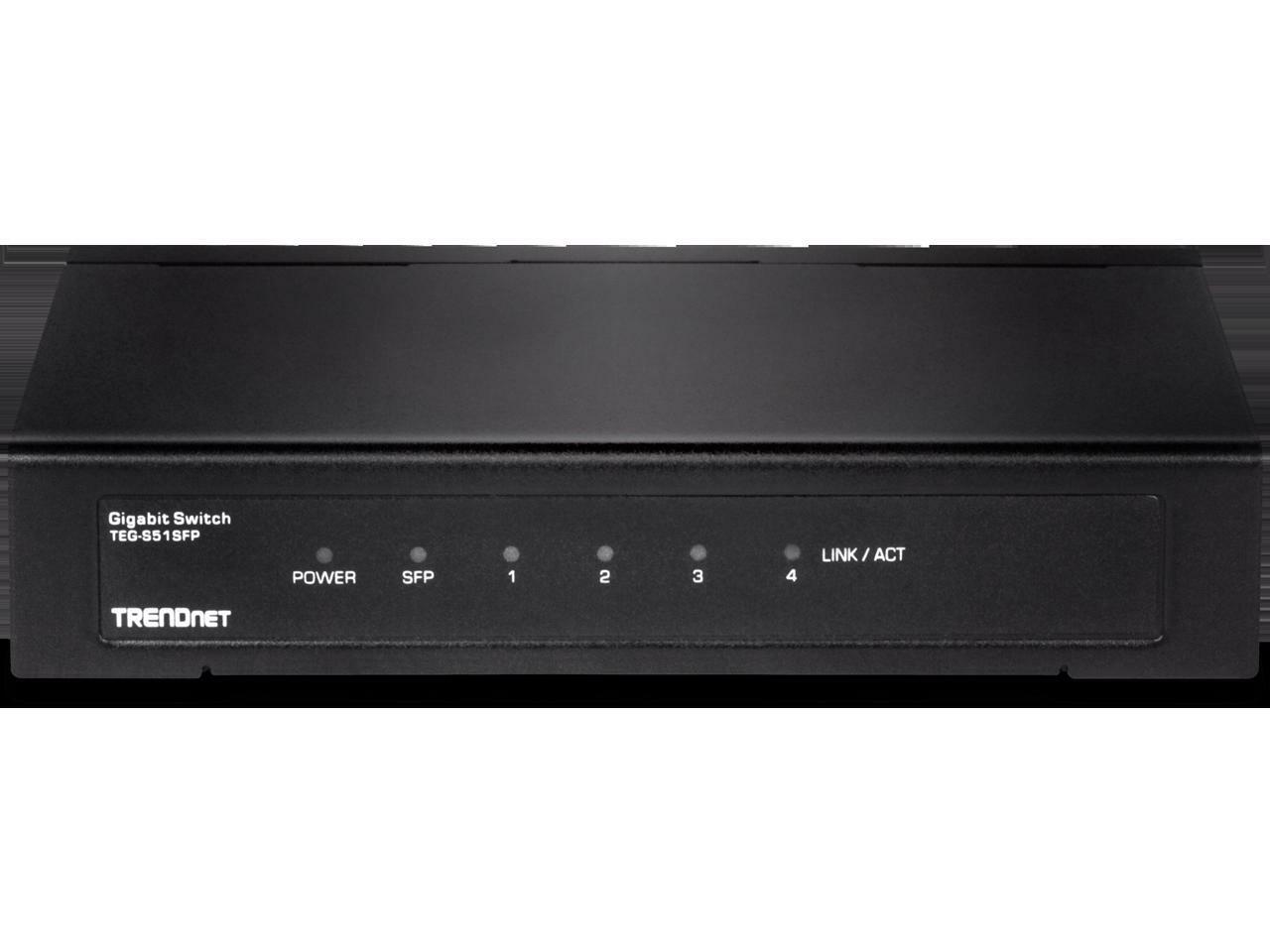 TRENDnet 4-Port Gigabit Switch with SFP Slot. Limited Life Time Warranty