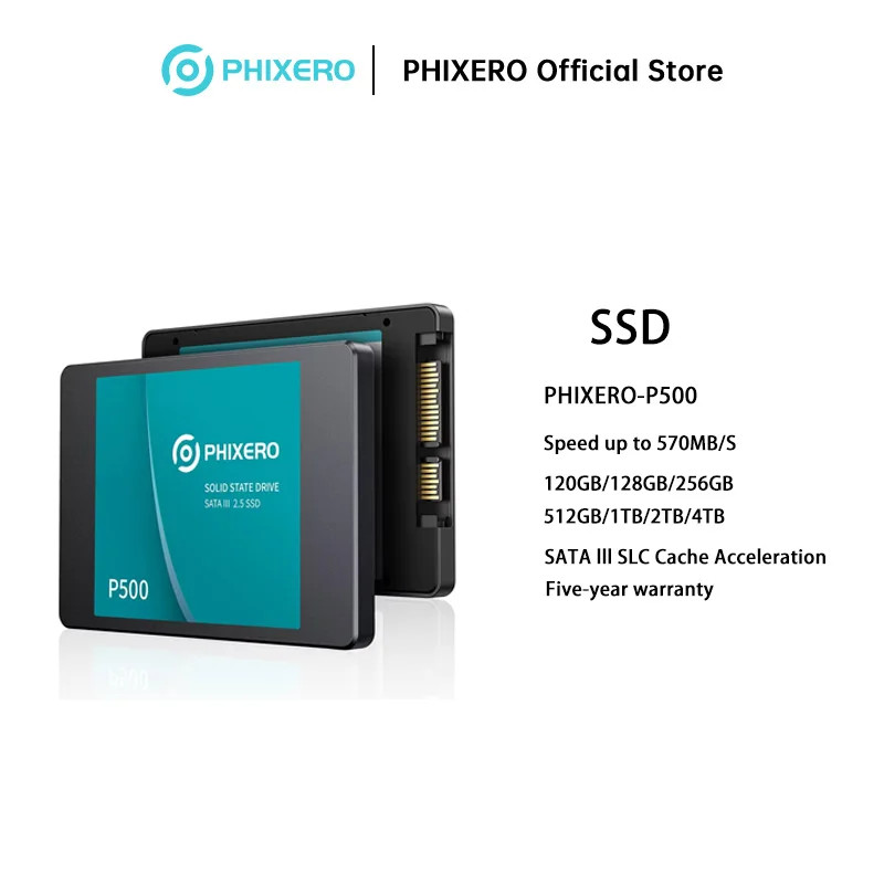 PHIXERO 128GB SATA SSD 3D NAND Internal SSD 2.5 Inch SATA III UP To 550MB/s