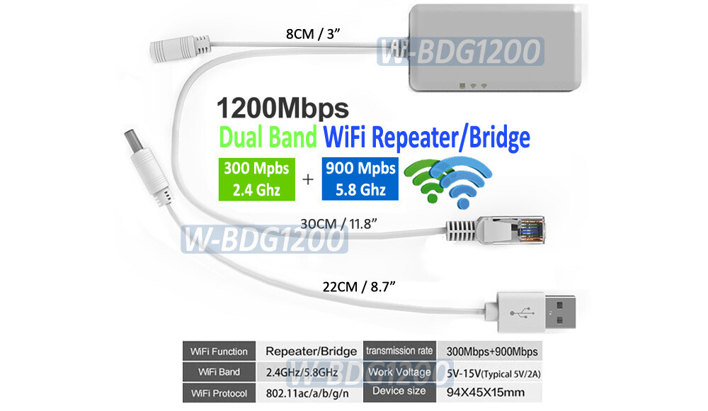 Dual Band Wi-Fi Range Extender AP Repeater │Wi-Fi To RJ45 Ethernet Port Adapter
