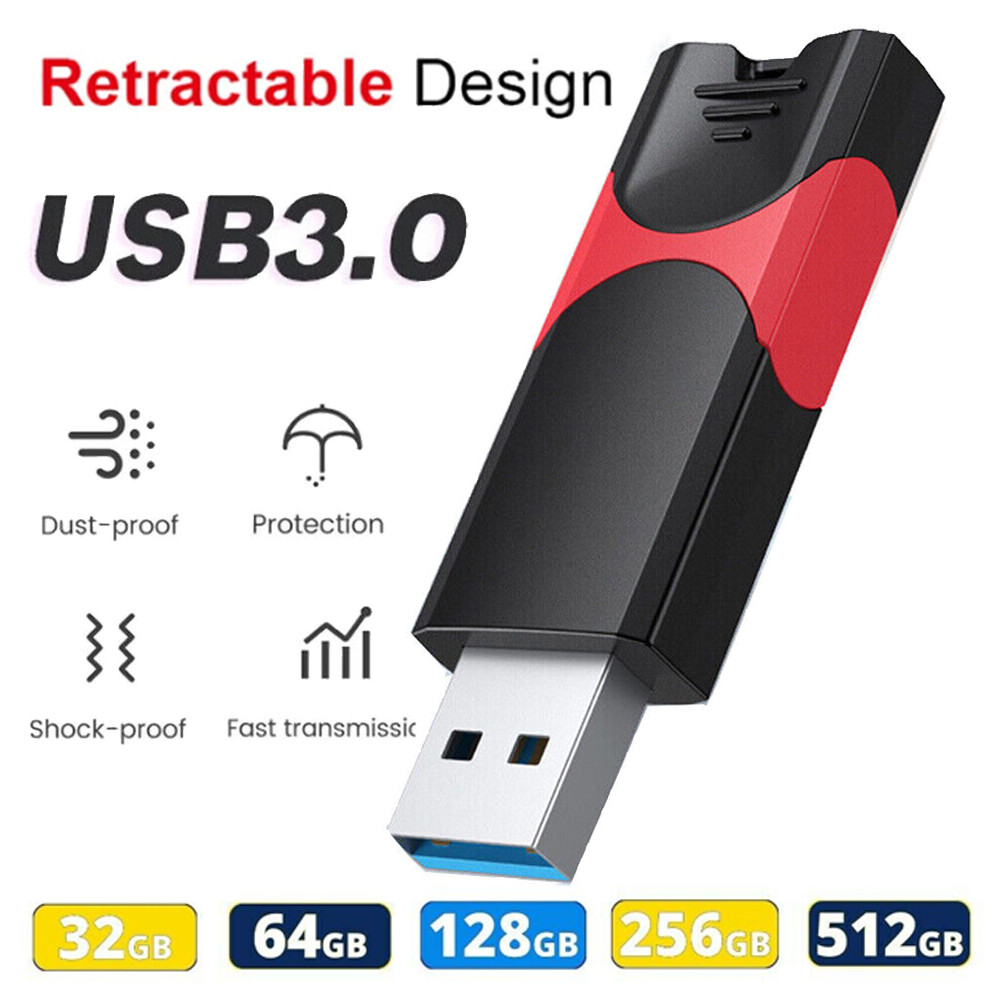 USB 3.0 Flash Drive High Speed Retractable USB Memory Stick 32GB 64GB 128GB LOT