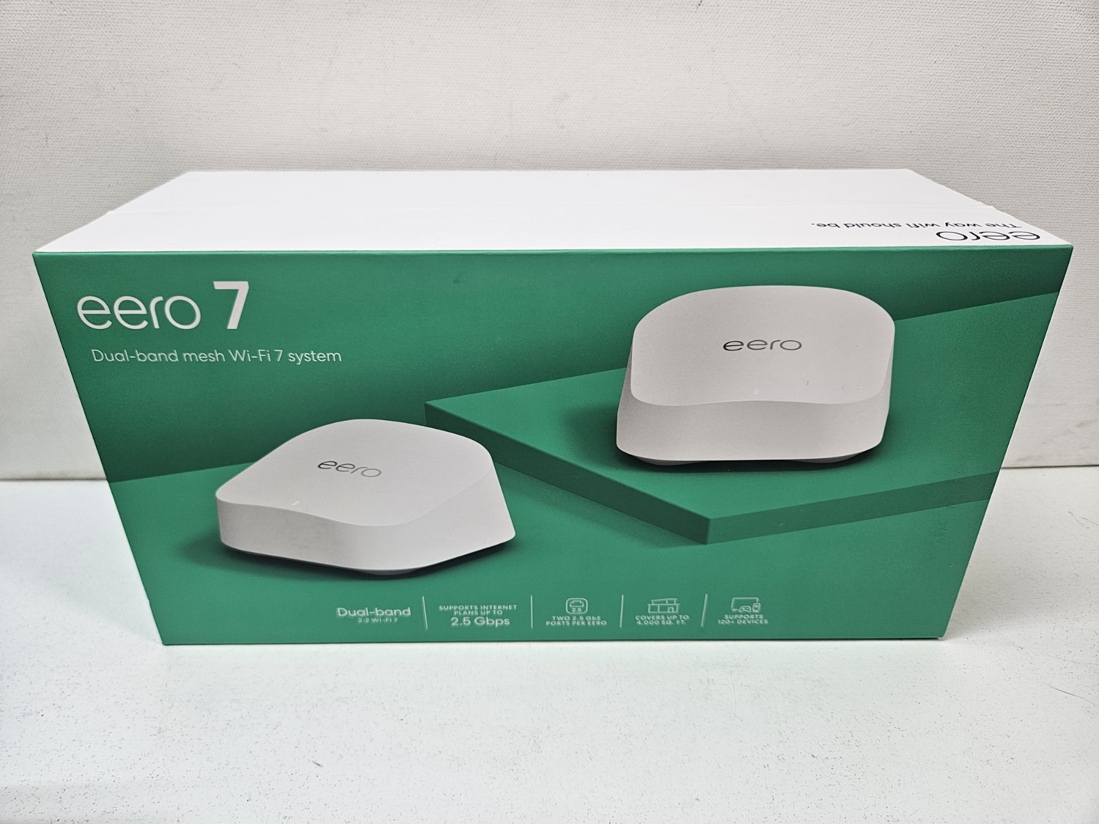 Eero 7 Dual-Band Mesh Wi-Fi 7 System (2-Pack) Up to 2.5Gbps 4,000 sq ft Router