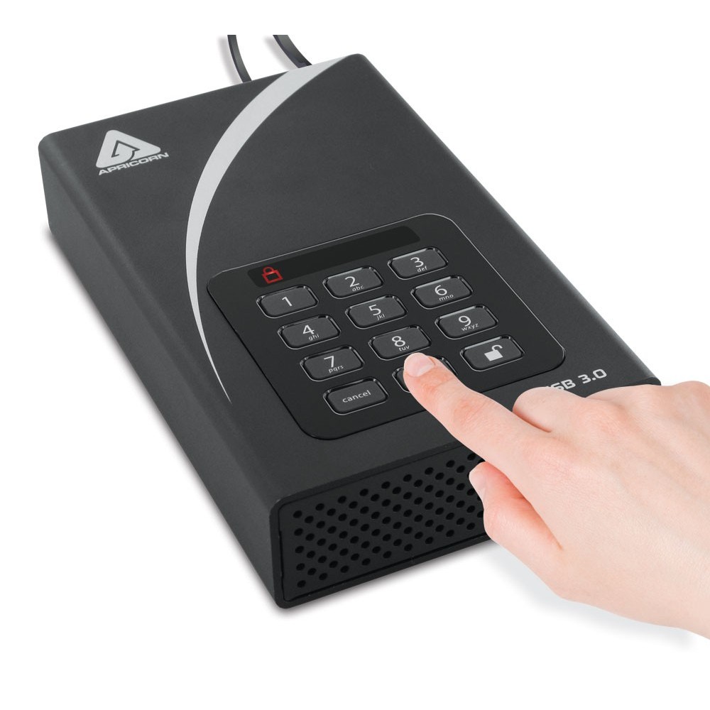 Apricorn ADT-3PL256-4000 Aegis Padlock DT 4TB Secure USB 3.0 Mass Storage