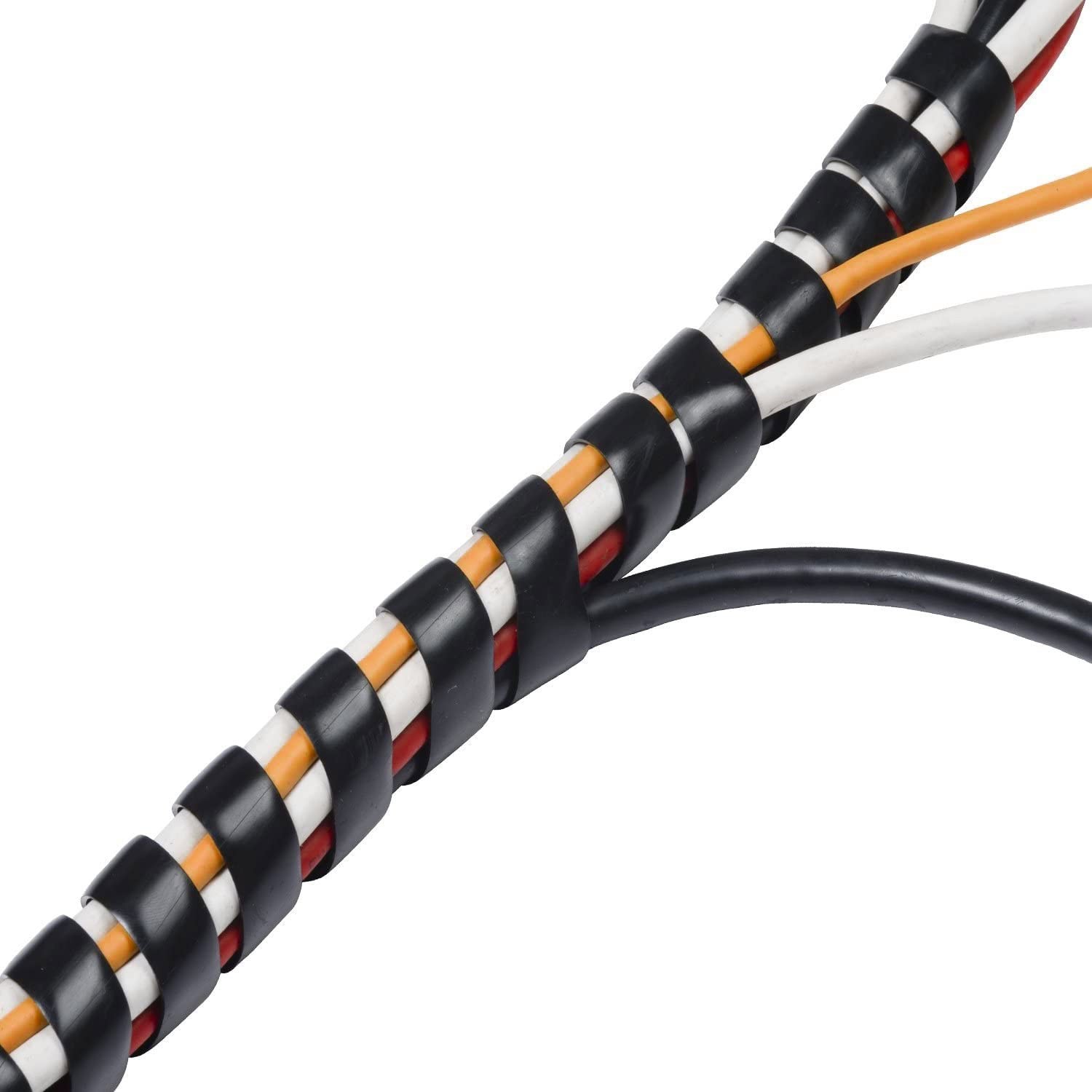 Spiral Cable Wrap – 20 Ft 1/2″ Wire Cord 1/2 Inch-20Ft, Black