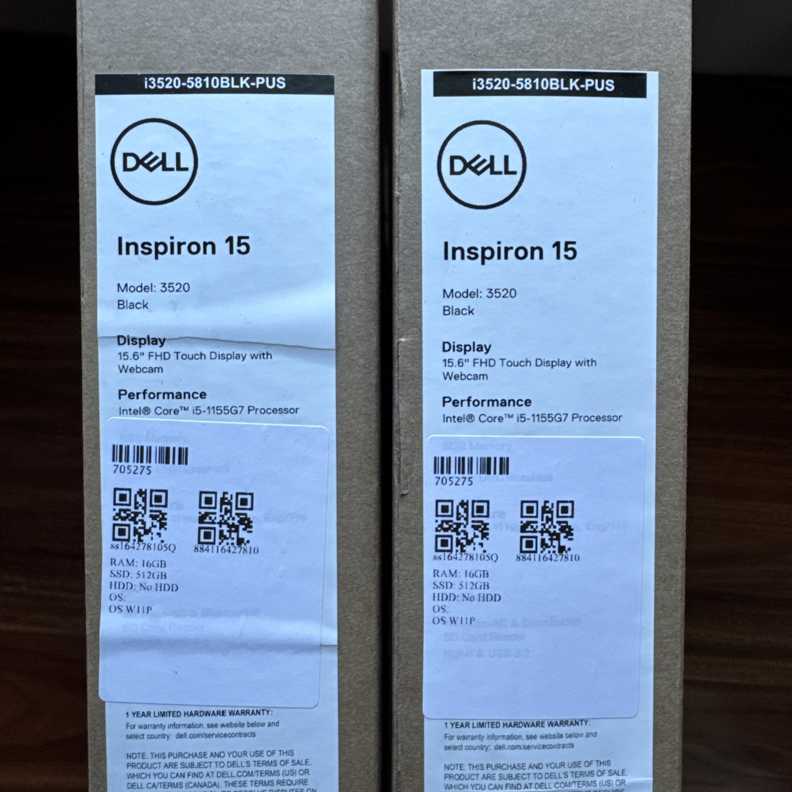 Dell Inspiron 15, 16” Touchscreen, Intel i5-1155G7, 16GB RAM, 512SSD, WIN11 PRO