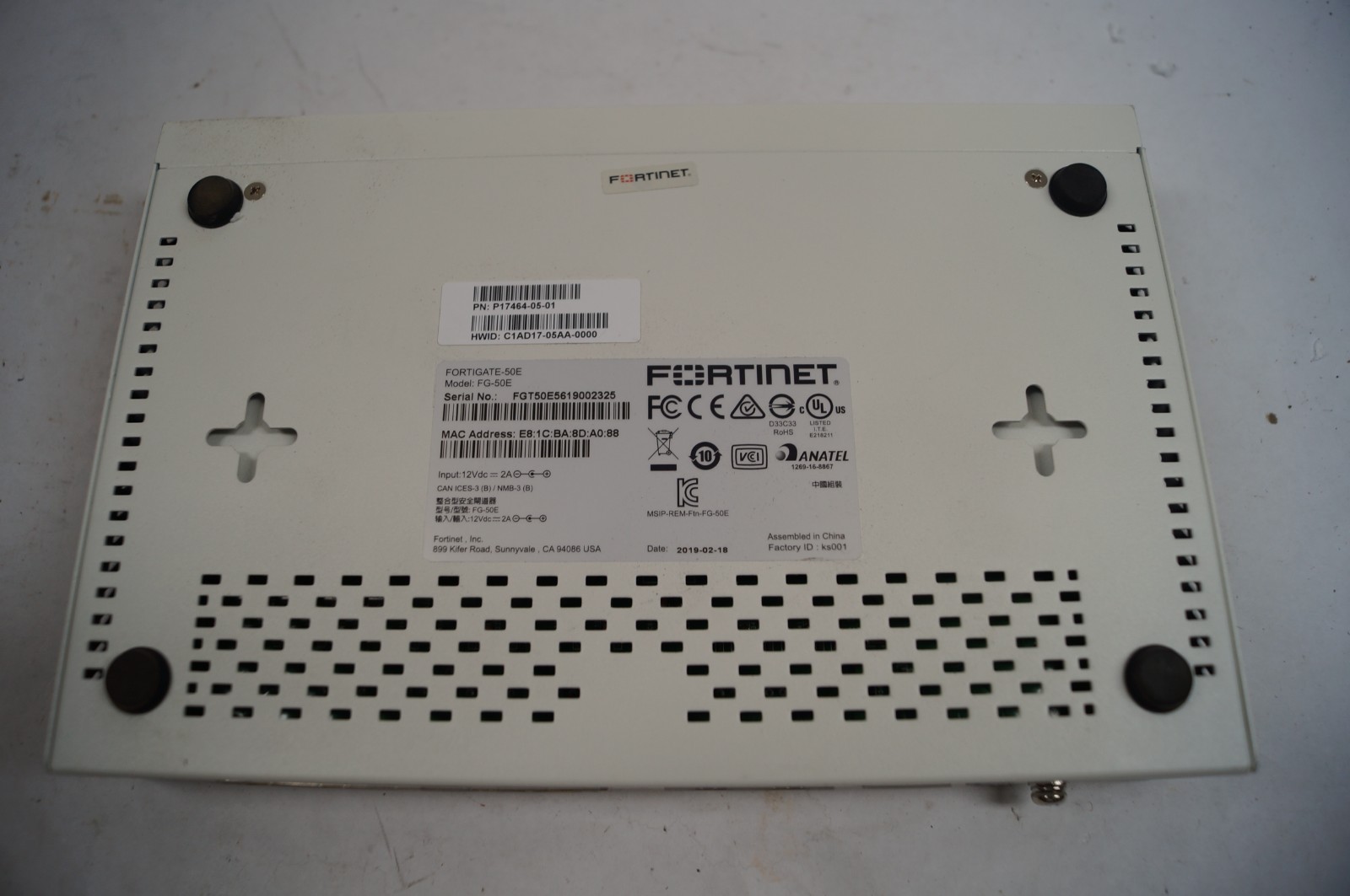 FortiNet FG-50E FortiGate 50E High Performance UTM Router No Cord WORKING C222