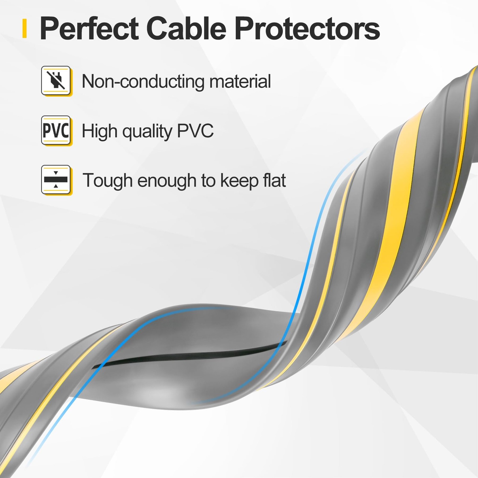 Floor Cord Cover 10Ft Heavy Duty PVC Floor Cable Protector Electric Cord Hide…
