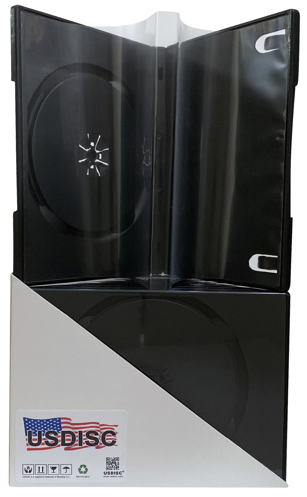 USDISC DVD Cases Standard 14mm Economy, Triple 3 Disc (Black) Lot