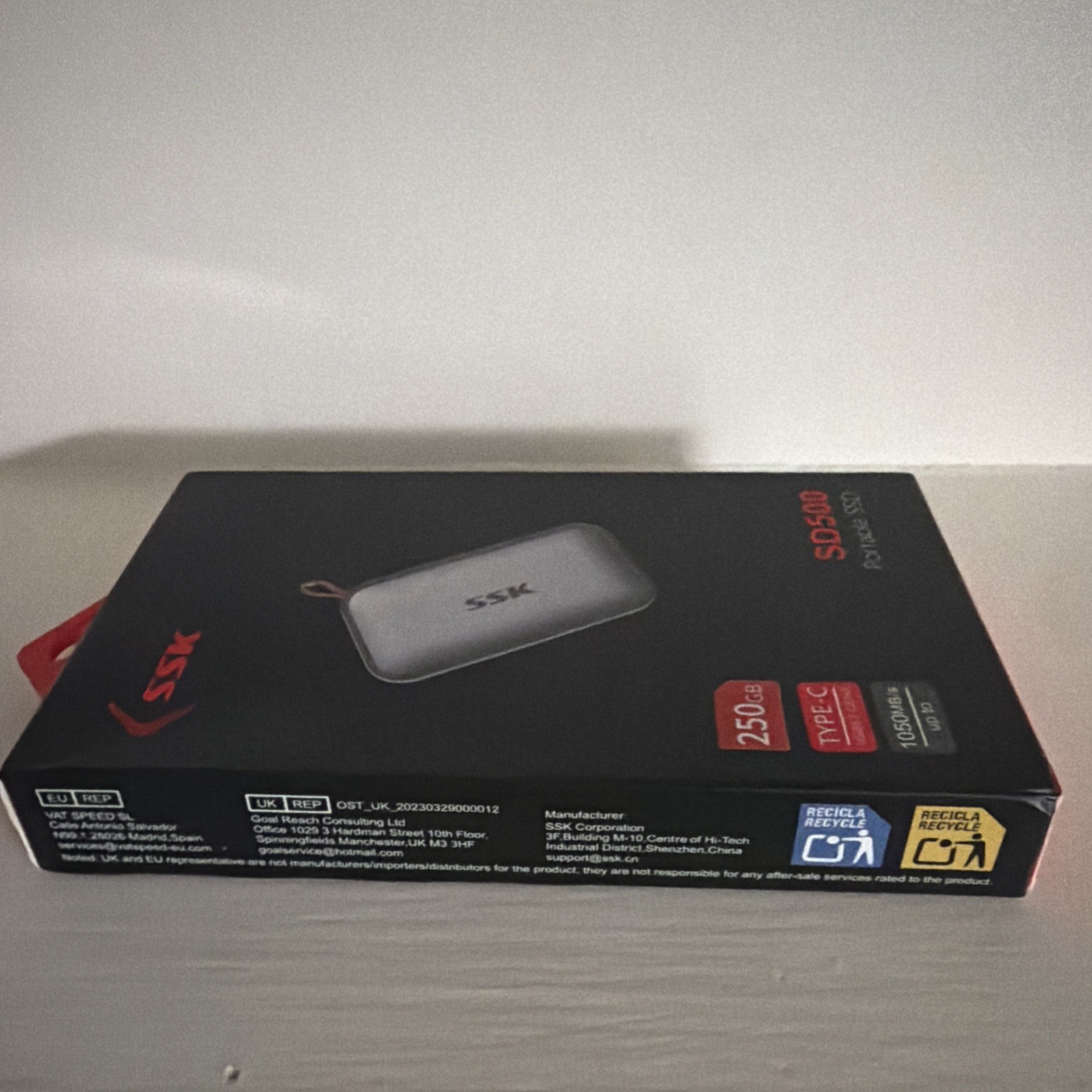 SSK 500GB Portable External. Type-C. USB3.2 Gen2. 1050MB/s. Sealed