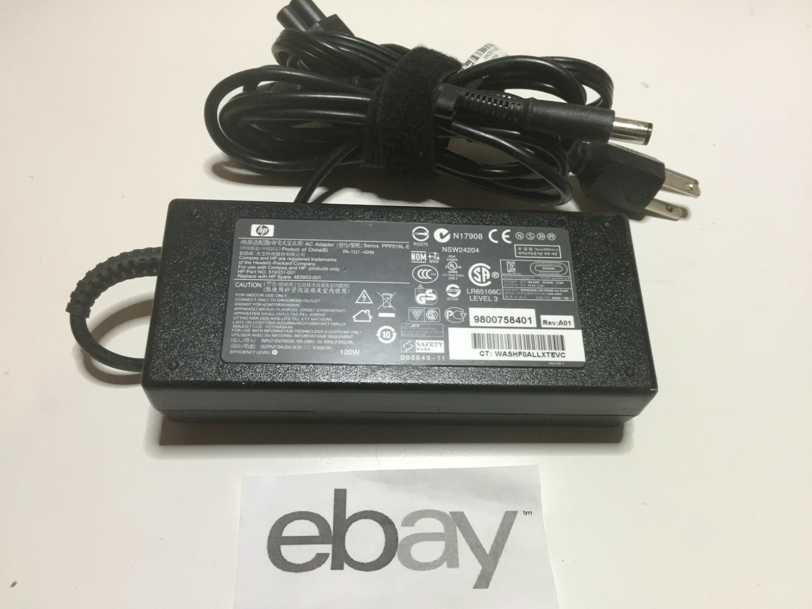 Genuine HP 18.5V 6.5A 120W Laptop Charger AC Adapter Power Supply w/ Power