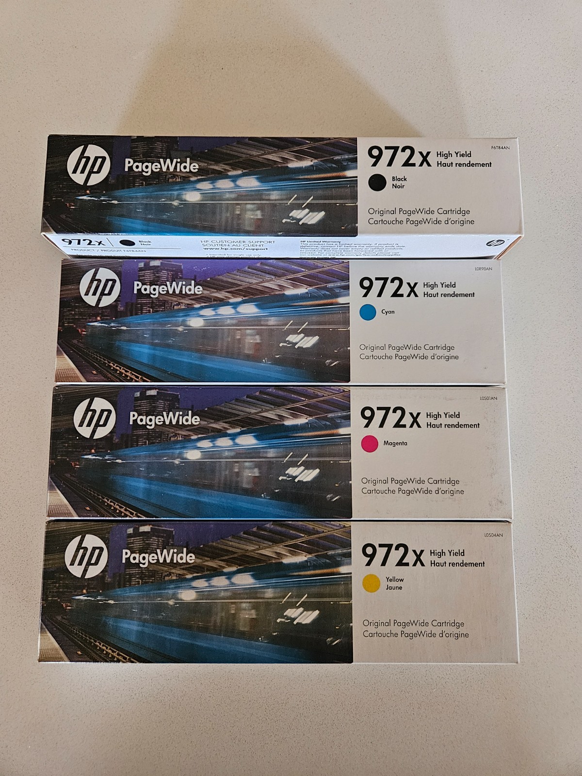Genuine HP 972X Ink Cartridges Set of 4 Black Cyan Magenta Yellow New Sealed