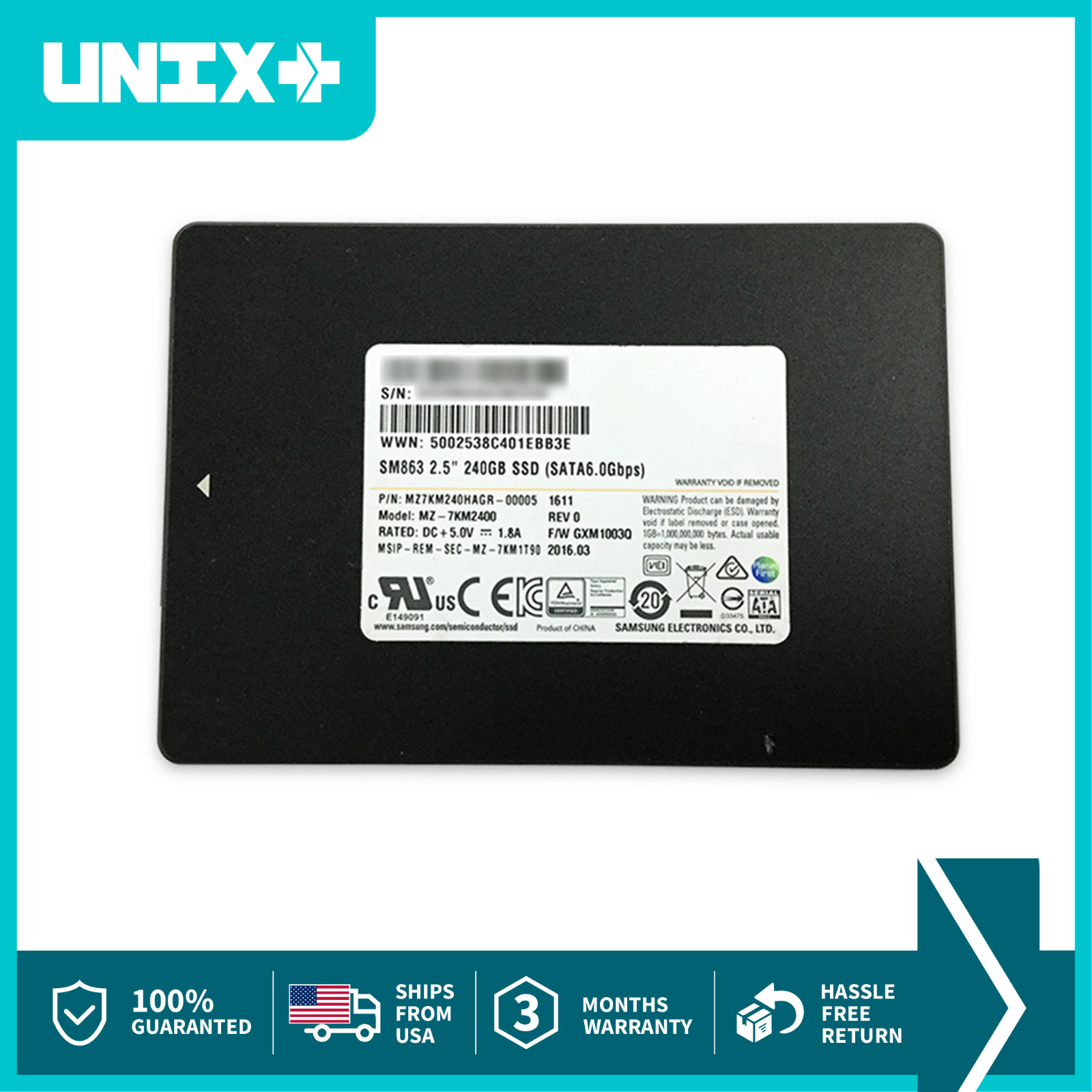 Samsung SM863 240GB SATA SSD MZ-7KM2400 2.5 Enterprise SSD 6Gbps