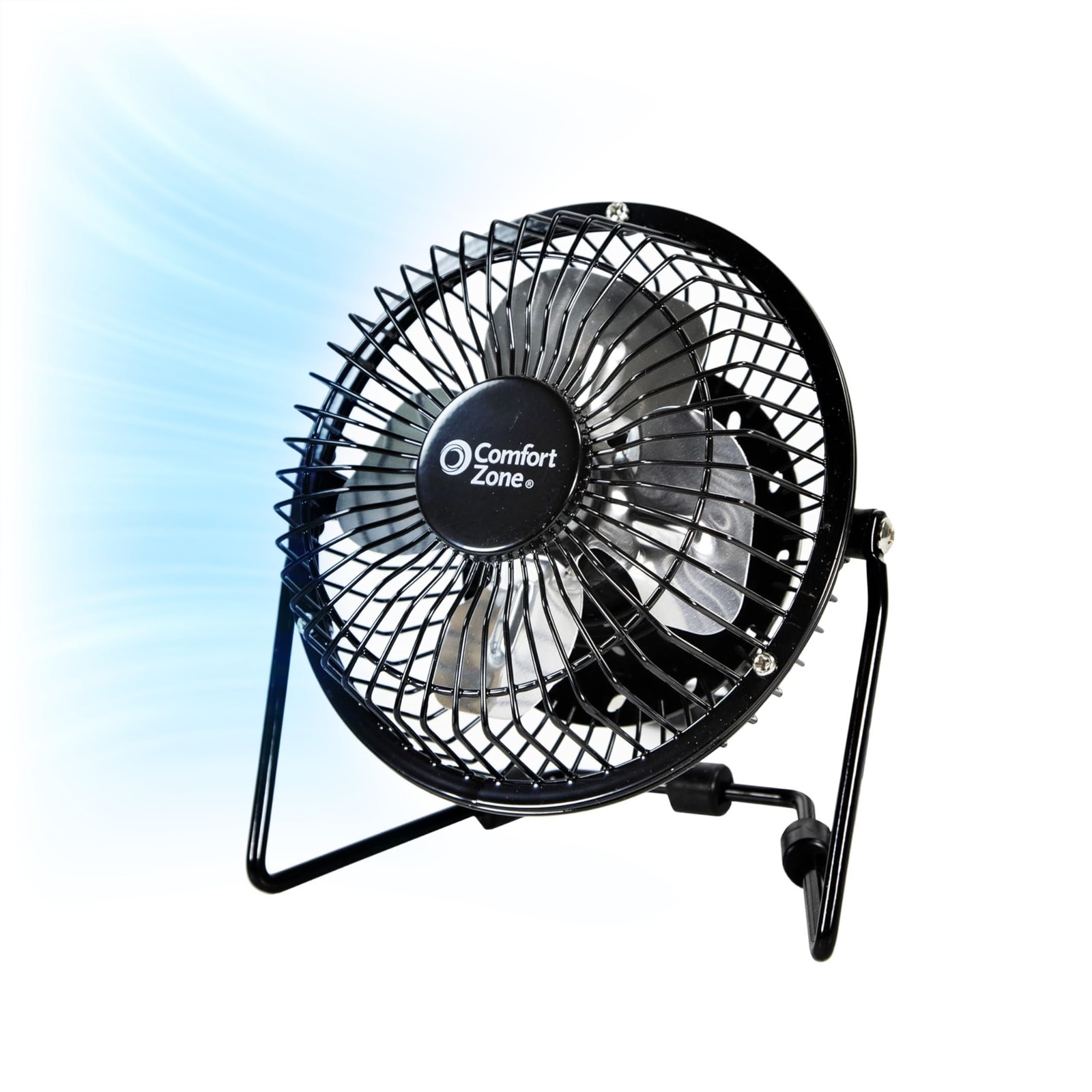 Comfort Zone 4-inch All-Metal Mini Desk Fan – High Velocity 4″, Black