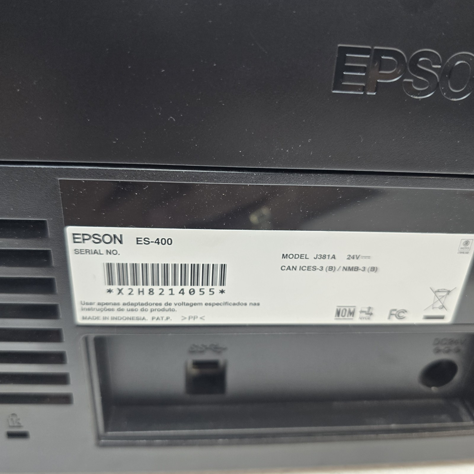 Epson WorkForce ES-400 Duplex Document Scanner J381A (Unit Only)