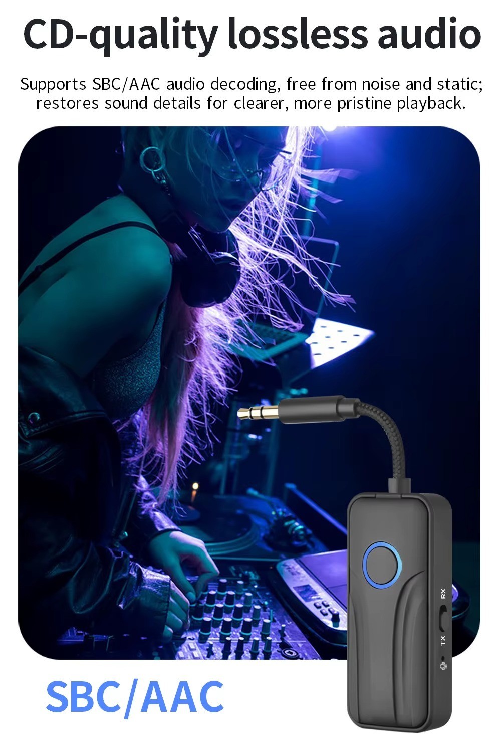 Bluetooth 6.0 Transmitter Call Music Receiver AUX Adapter for Car Headphone iPod