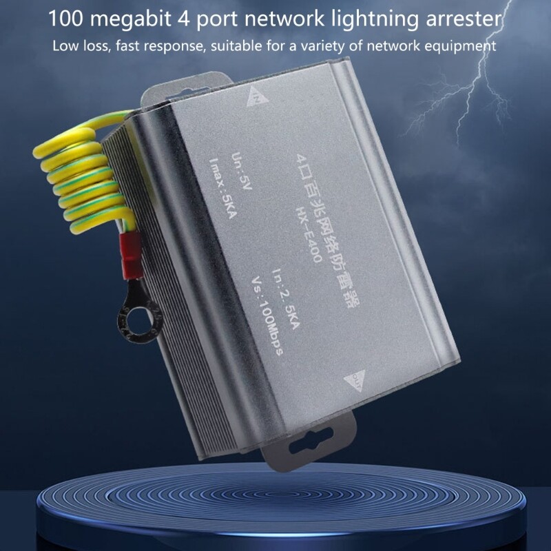 POE Networking Surge Protector 4Port Ethernet Surge Protector 100Mbps/1000Mbps
