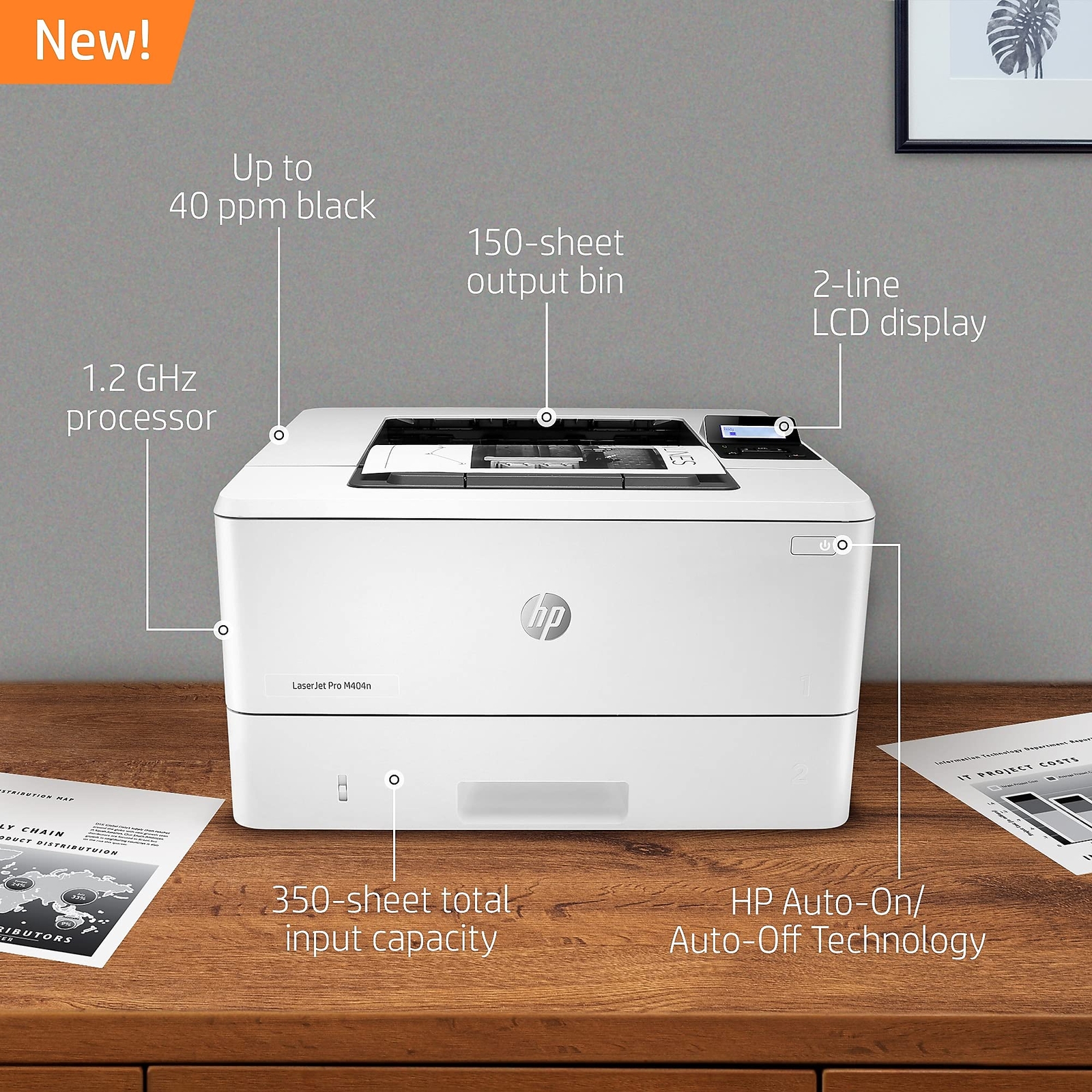 HP LaserJet Pro M404n Monochrome Printer with built-in Ethernet (W1A52A) – NICE