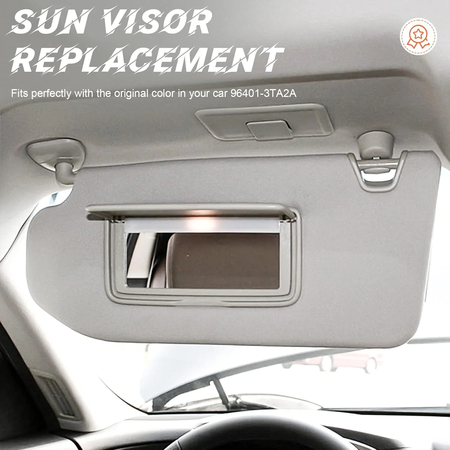 Gray Driver Left Side Sun Visor Replacement Compatible with 2013 2014 2015 2016